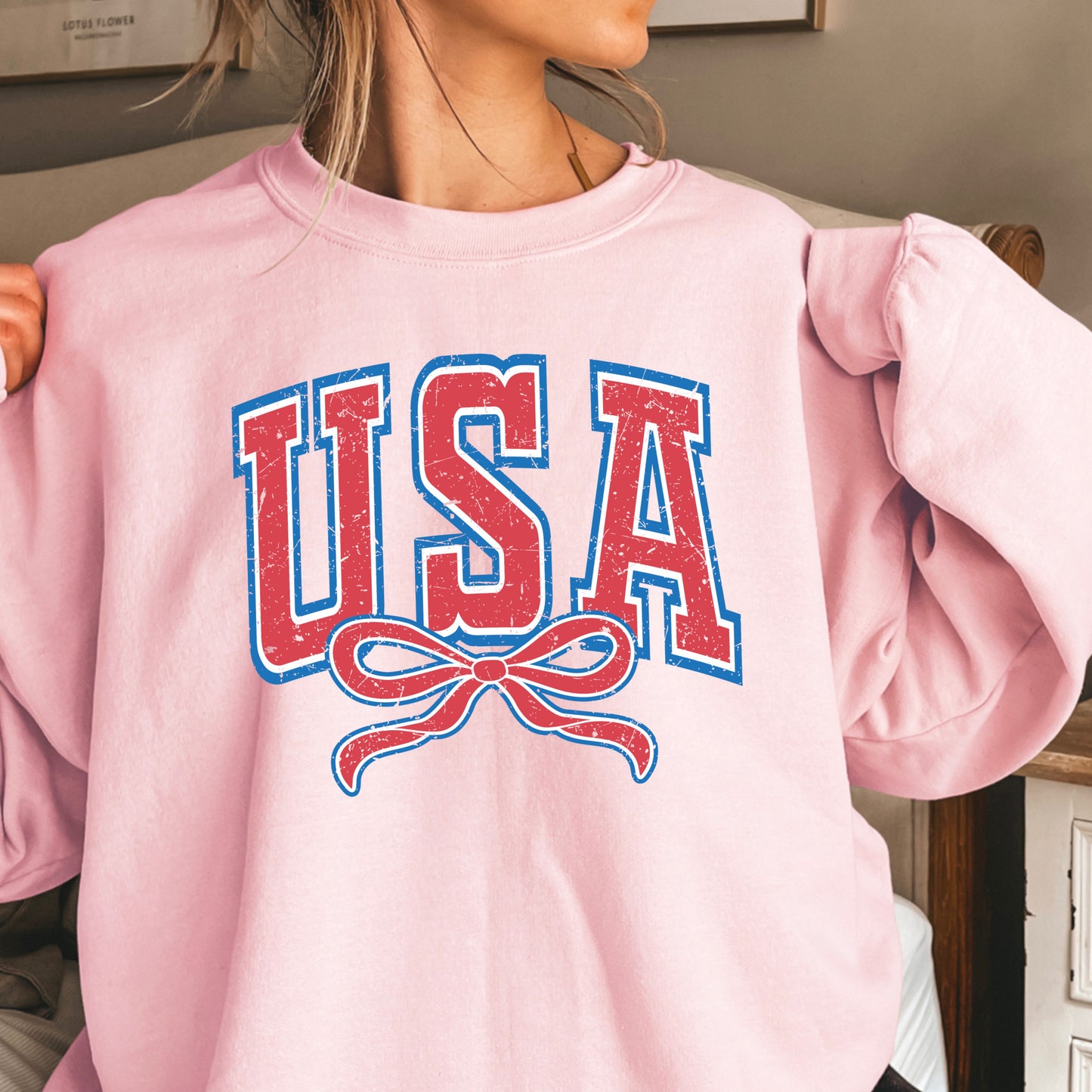 USA Coquette Bow Crewneck Sweatshirt