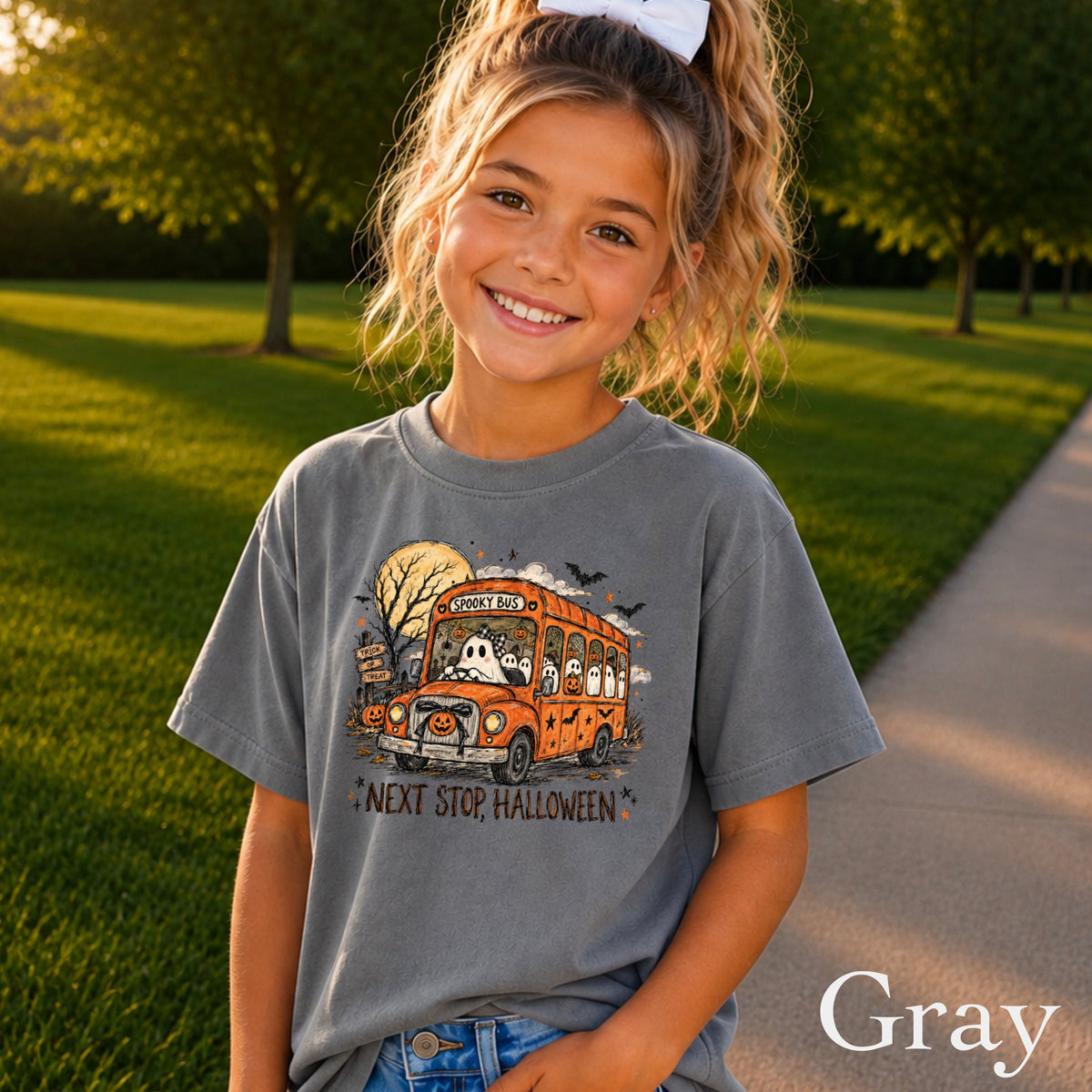 Next Stop Halloween Youth Comfort Color T-Shirt