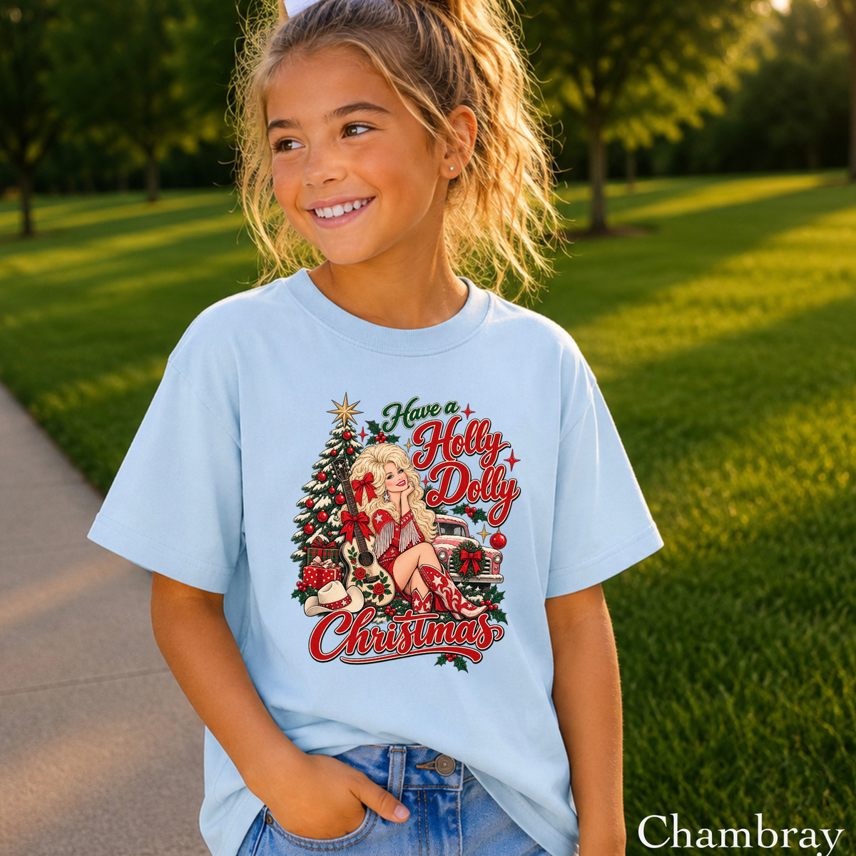 Have A Holly Christmas Youth Comfort Color T-Shirt