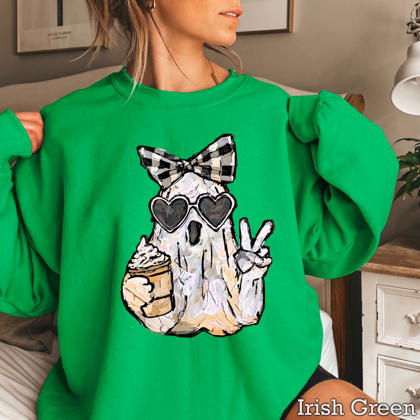 Preppy Ghost Halloween Crewneck Sweatshirt
