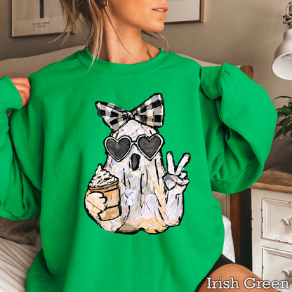 Preppy Ghost Halloween Crewneck Sweatshirt