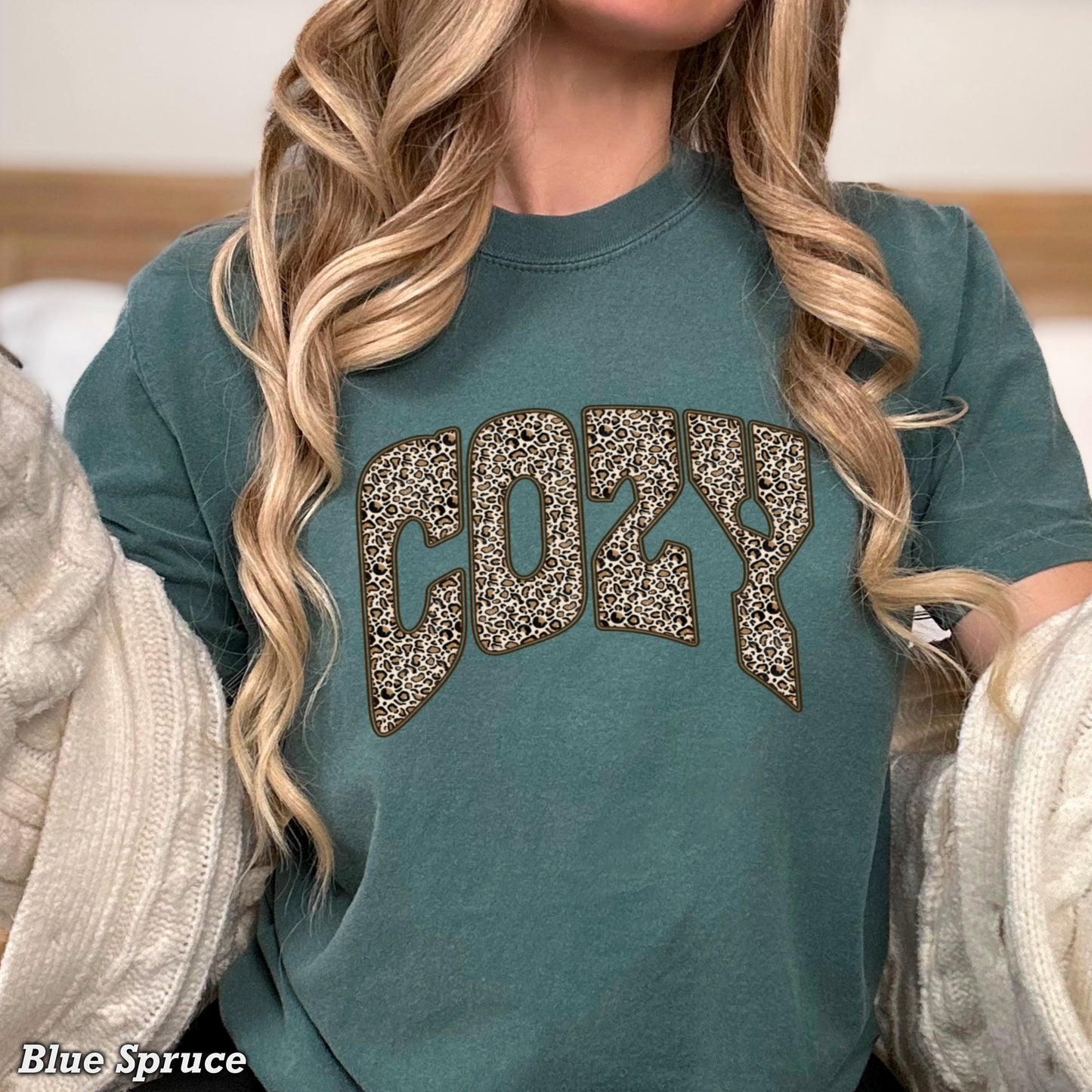 Leopard Cozy Fall Comfort Color Graphic Tee