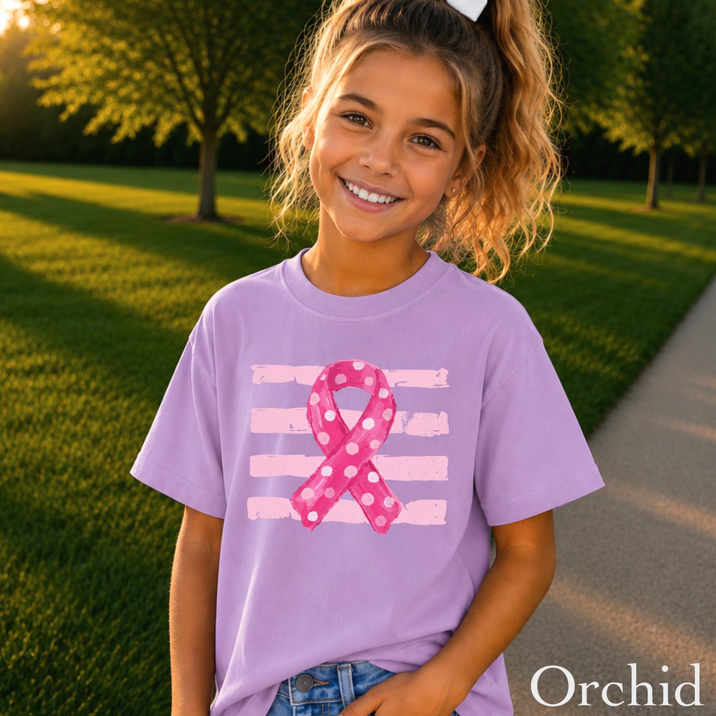 Breast Cancer Awareness Ribbon Youth Comfort Color T-Shirt