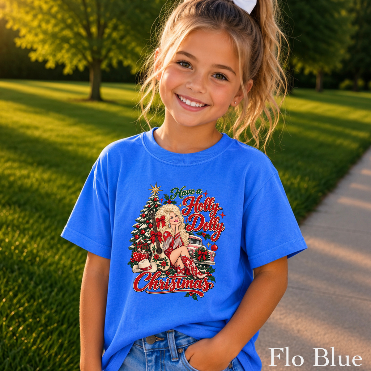 Have A Holly Christmas Youth Comfort Color T-Shirt