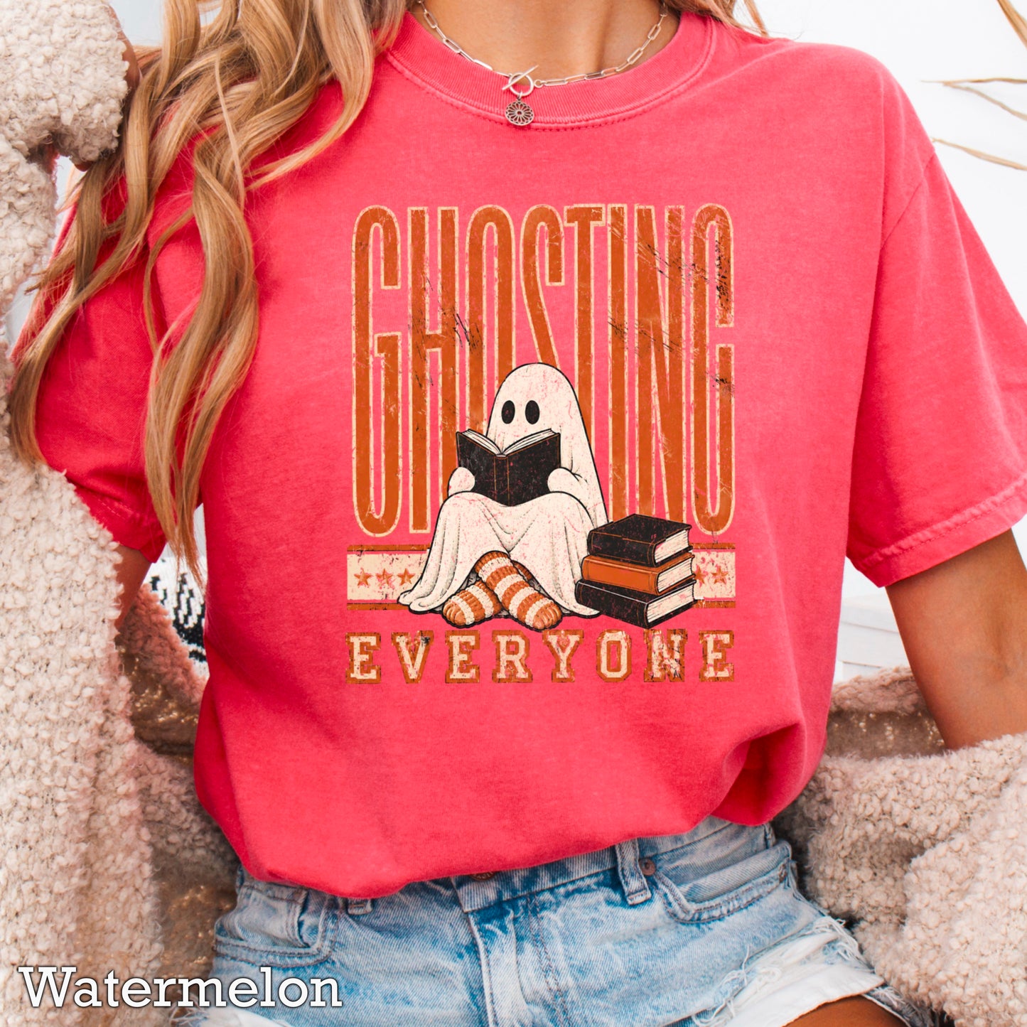 Ghosting Everyone Halloween Comfort Color Graphic Tee
