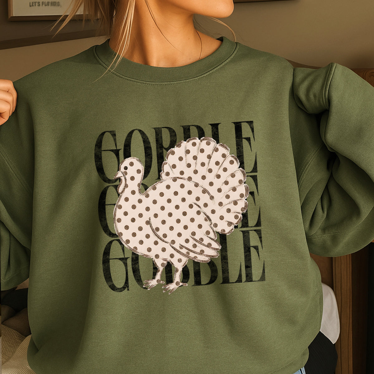 Gobble Thanksgiving Crewneck Sweatshirt