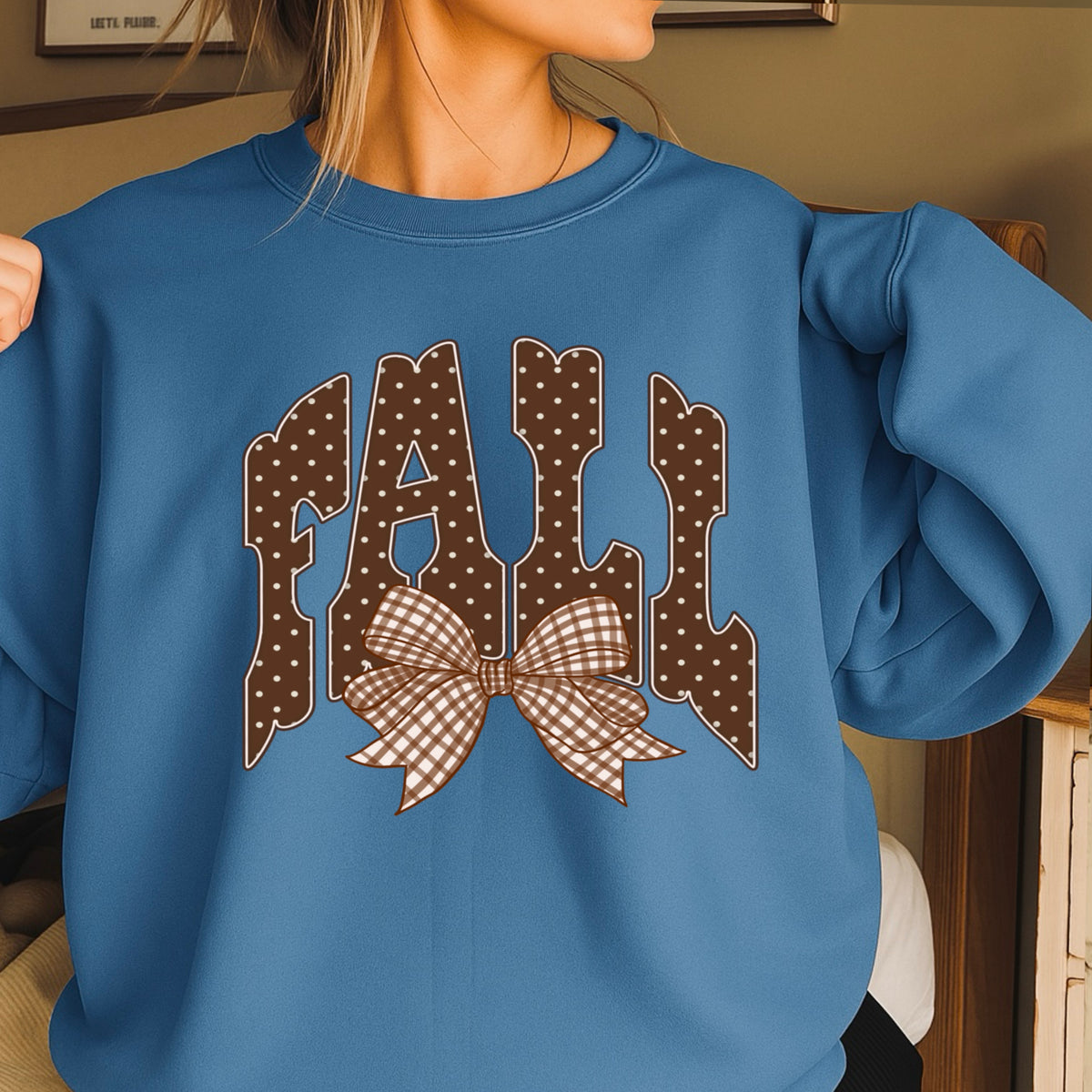 Fall Gingham Crewneck Sweatshirt