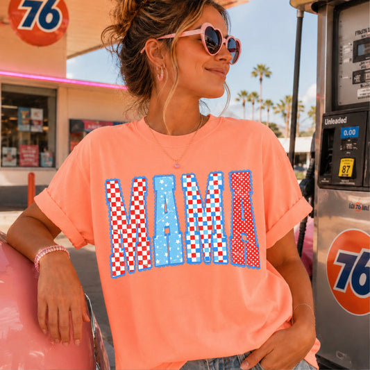 Mama Patriotic Comfort Color Graphic Tee