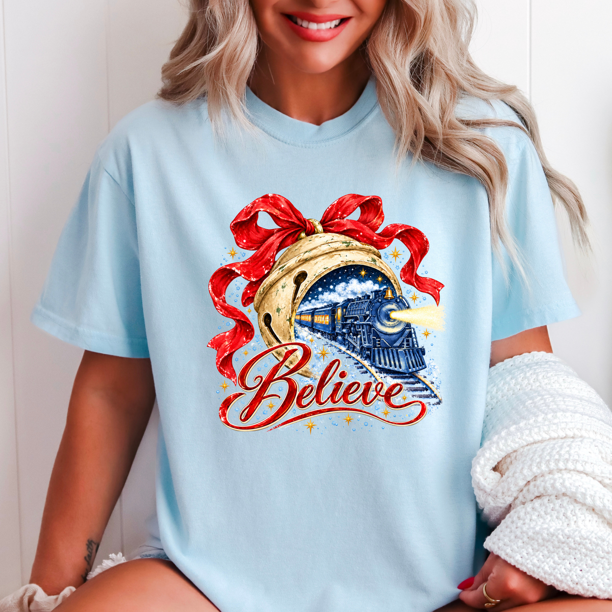 Believe Christmas Comfort Color Graphic Tee