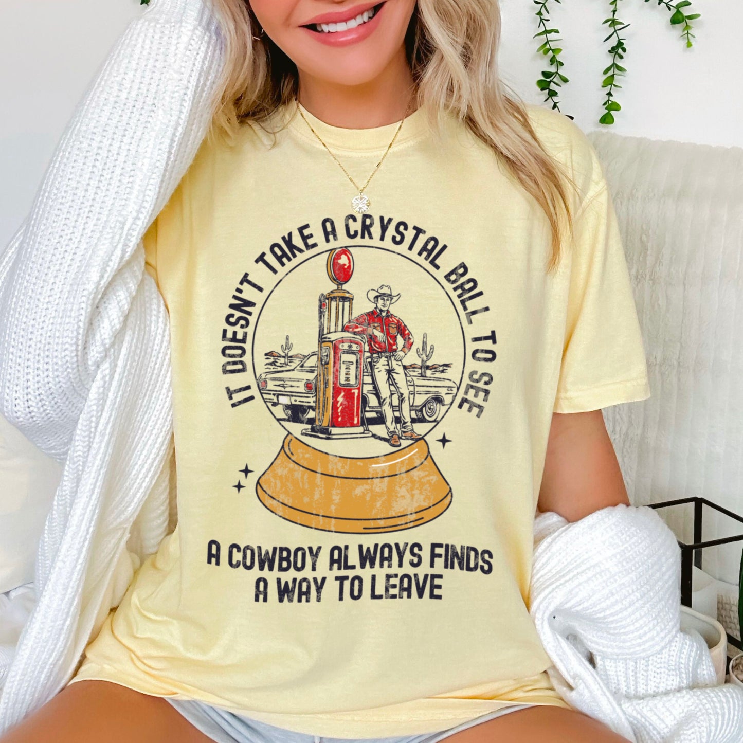 A Cowboy Finds A Way To Leave Western Comfort Color Graphic Tee