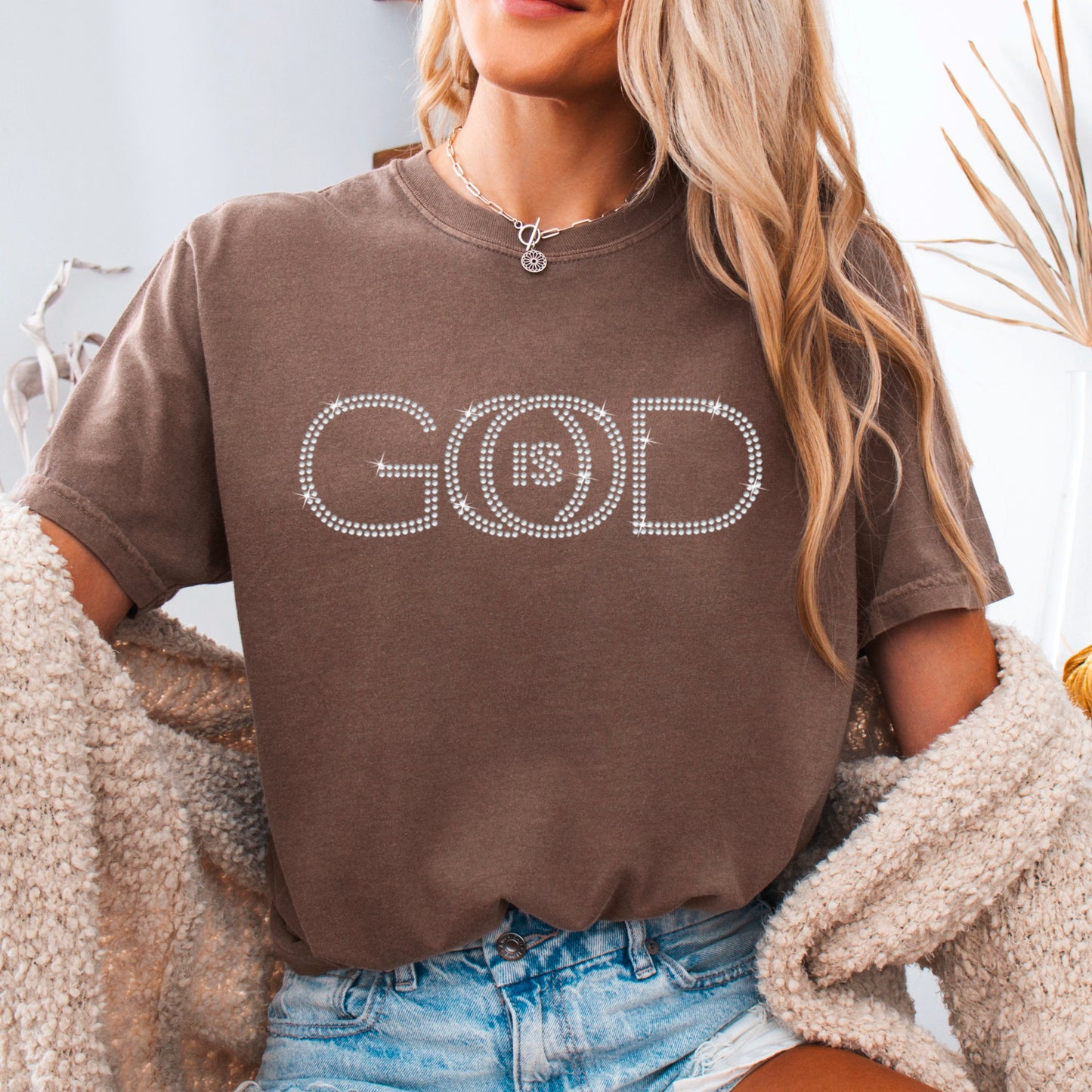 God Is Good Comfort Color Rhinestone Tee