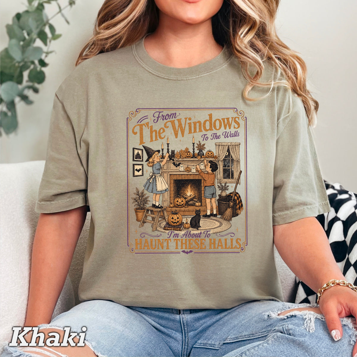 From The Windows To The Walls Halloween Comfort Color Graphic Tee