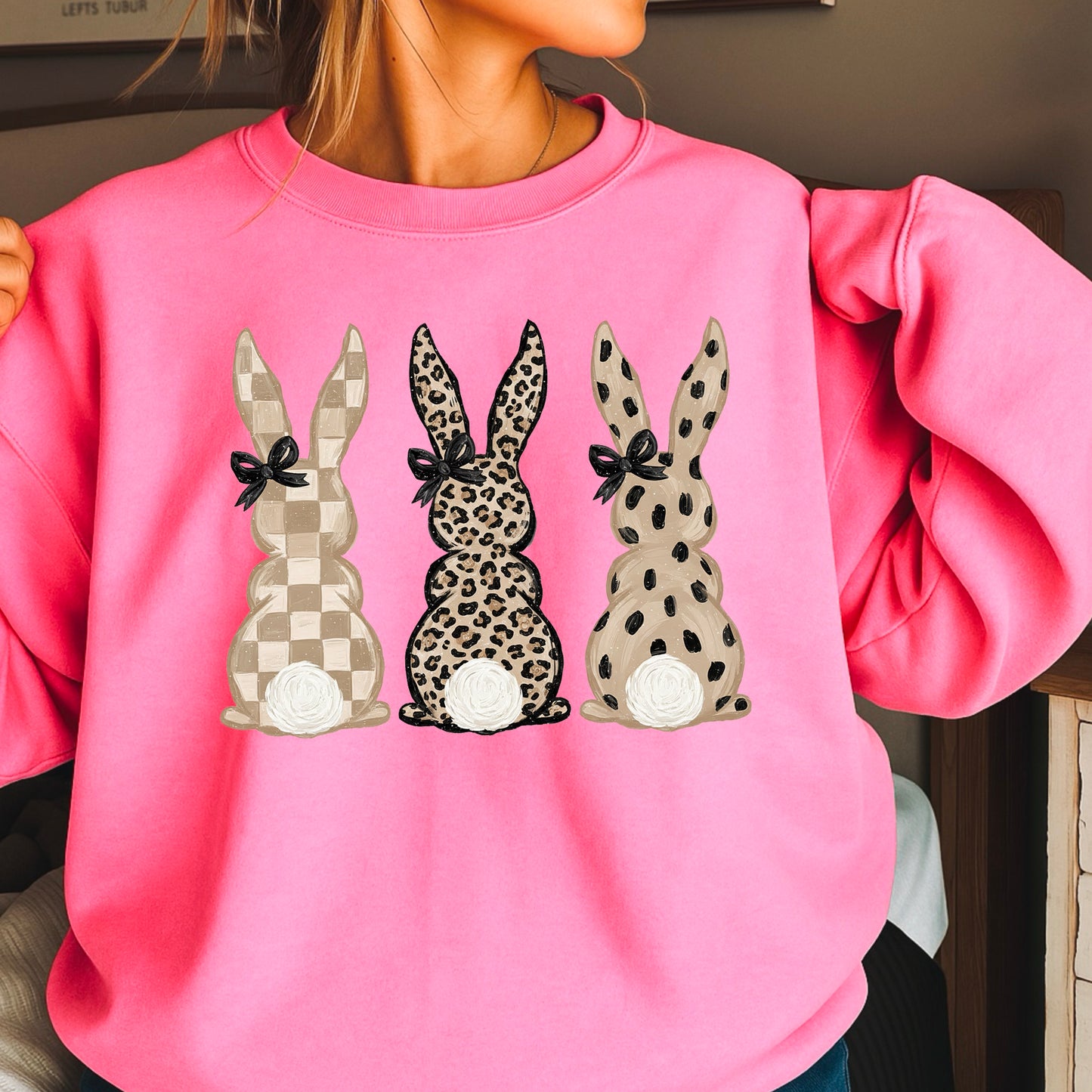 Ester Rabbits Trio Easter Crewneck Sweatshirt