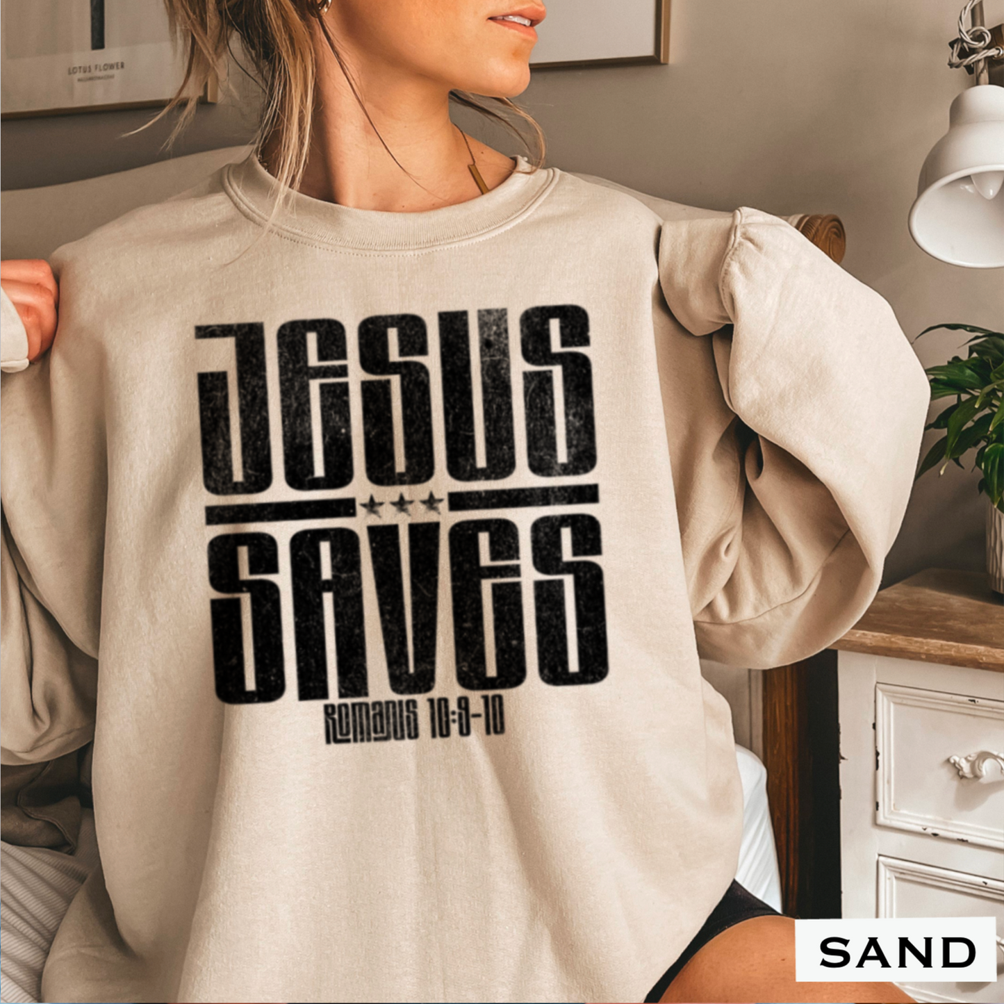 Jesus Saves Graphic Crewneck Sweatshirt