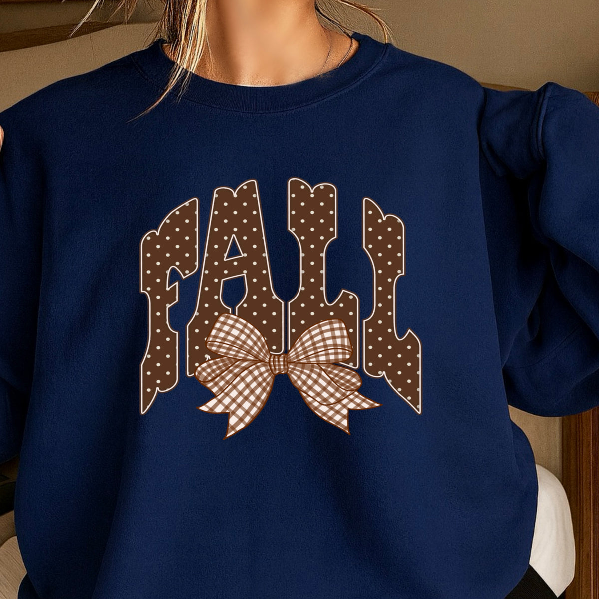 Fall Gingham Crewneck Sweatshirt