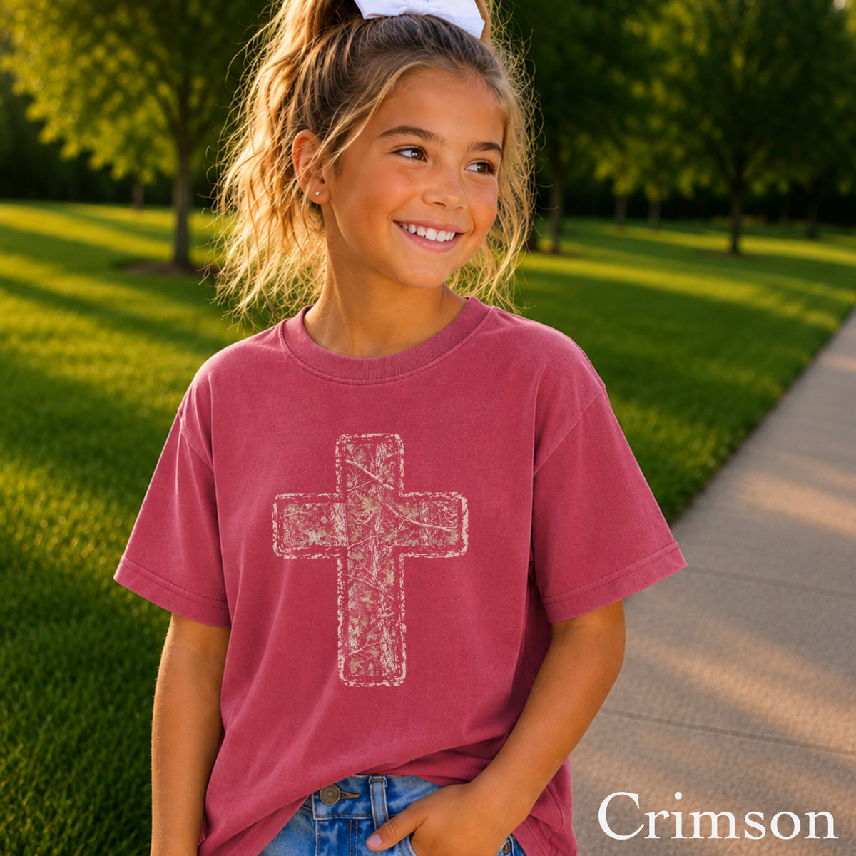 Camo Cross Christian Youth Comfort Color T-Shirt