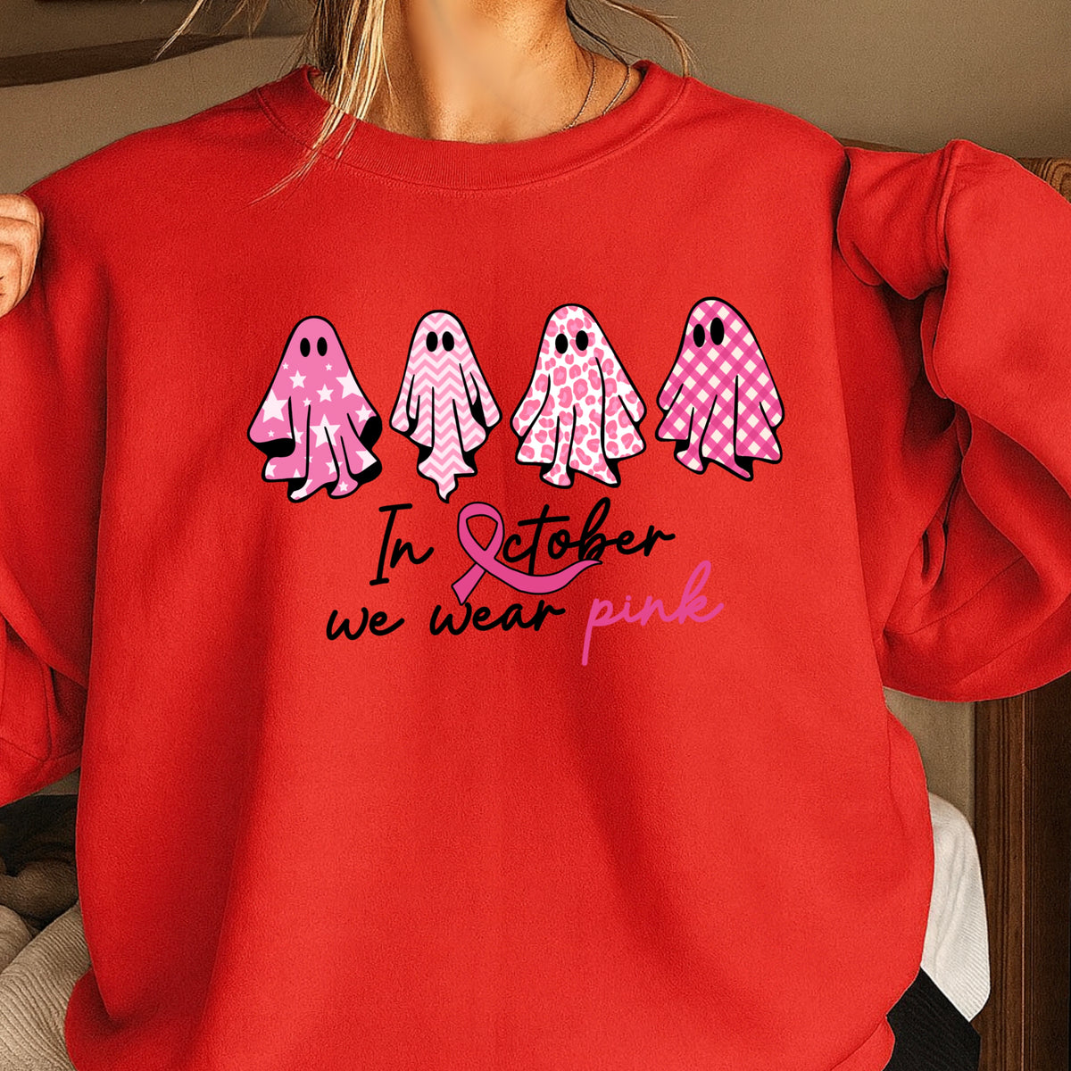 In October We Wear Pink Crewneck Sweatshirt