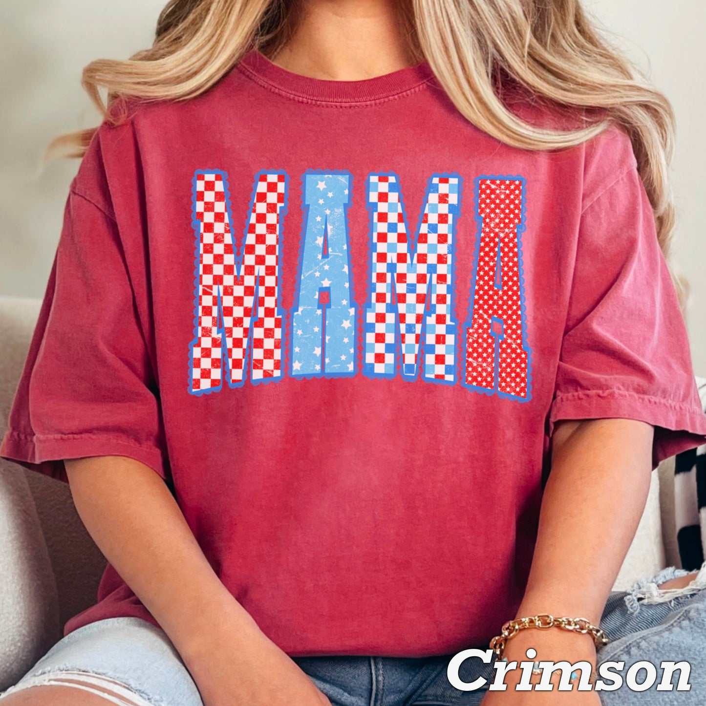 Mama Patriotic Comfort Color Graphic Tee