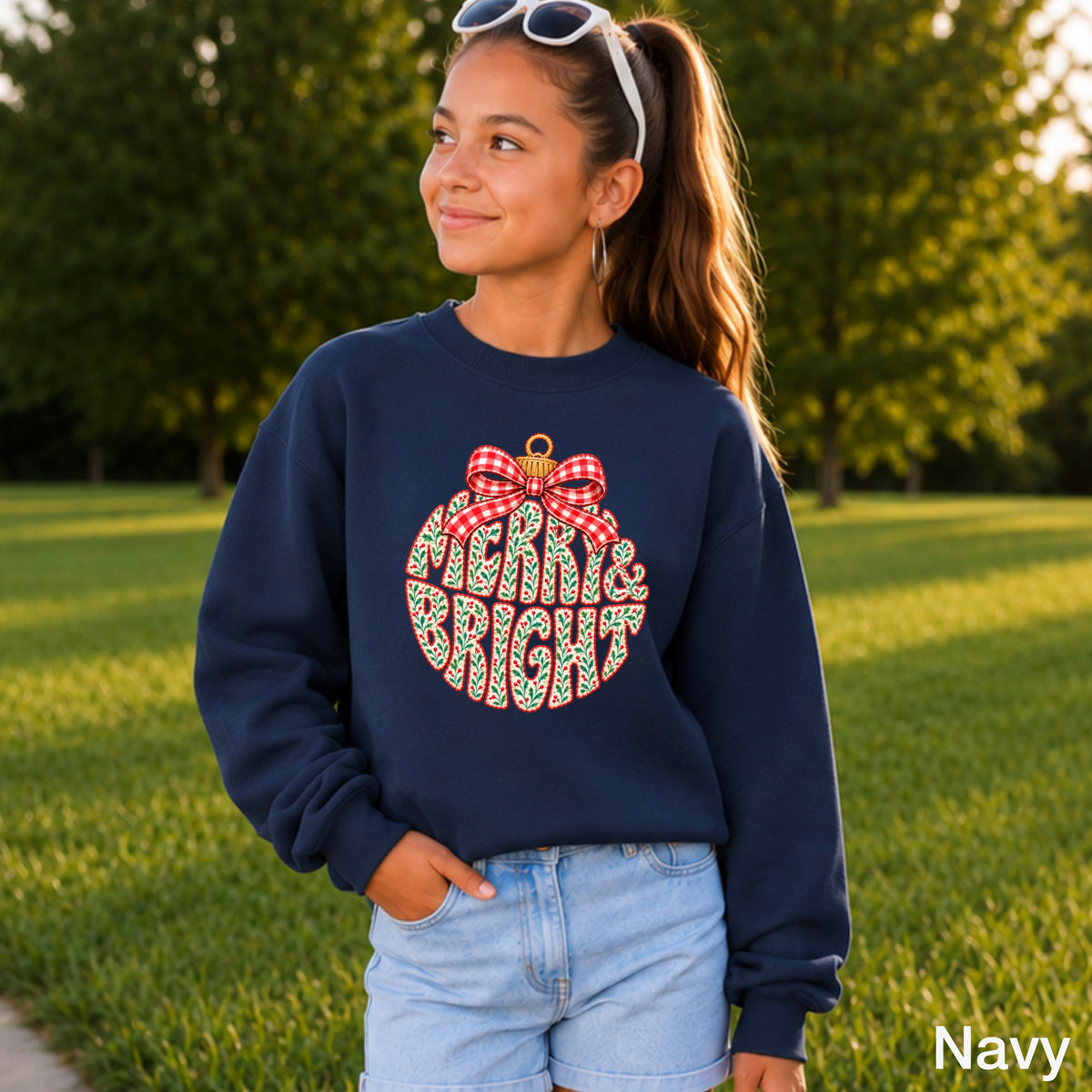 Merry & Bright Christmas Youth Crewneck Sweatshirt
