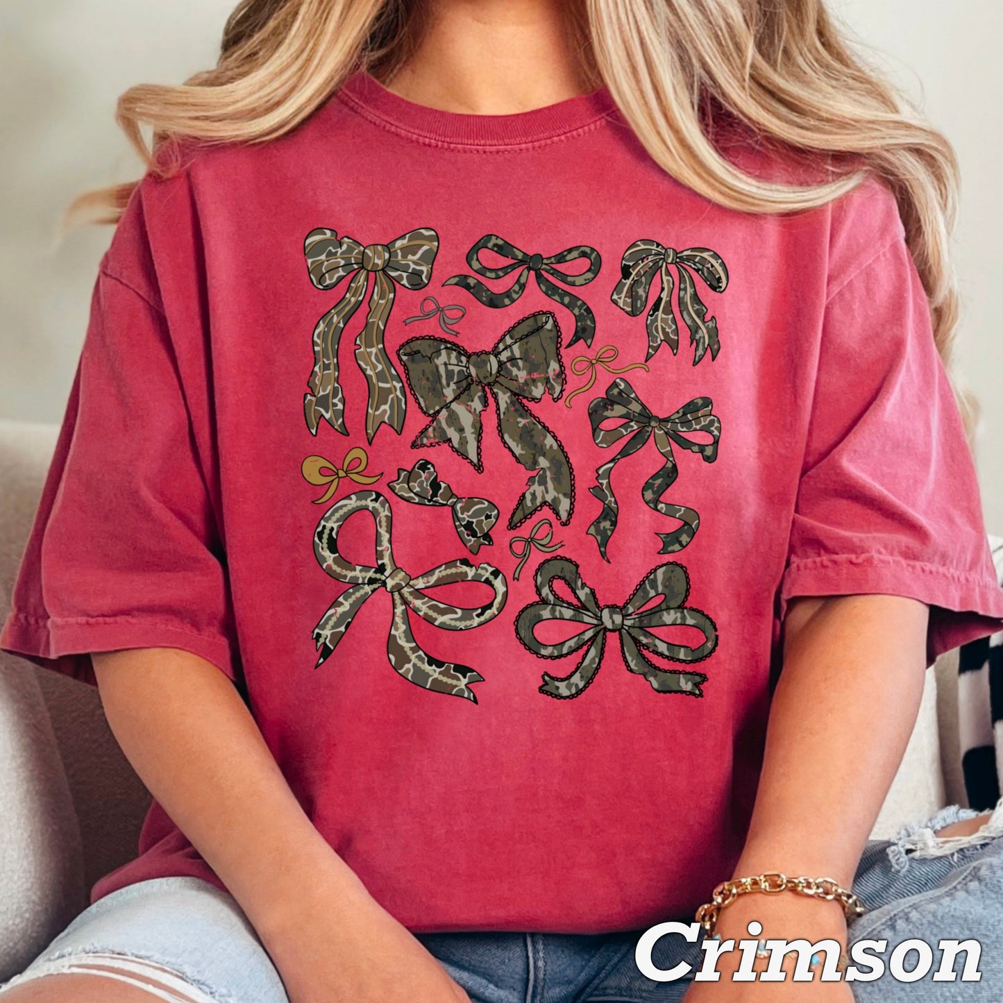 Camo Bows Comfort Color Graphic Tee