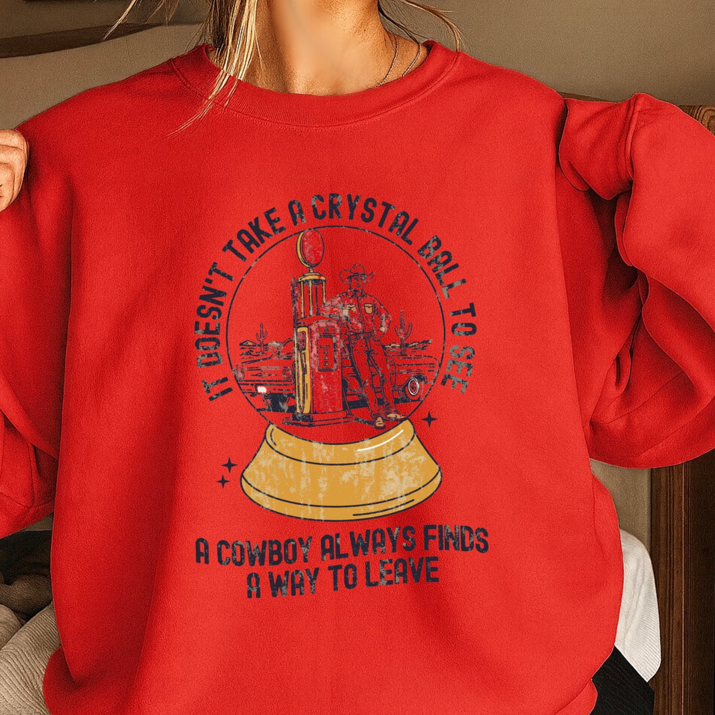 A Cowboy Always Finds A Way To Leave Western Crewneck Sweatshirt