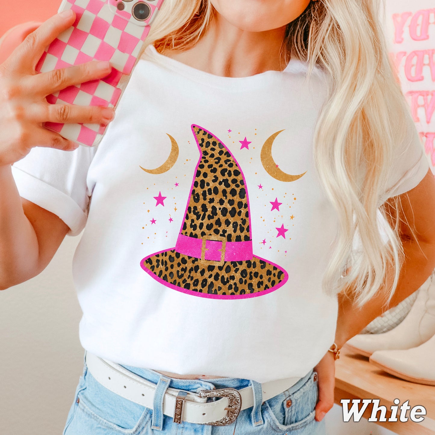 Leopard Witches Hat Halloween Comfort Color Graphic Tee