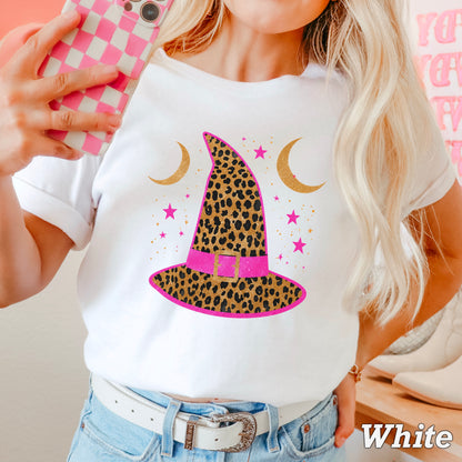Leopard Witches Hat Halloween Comfort Color Graphic Tee