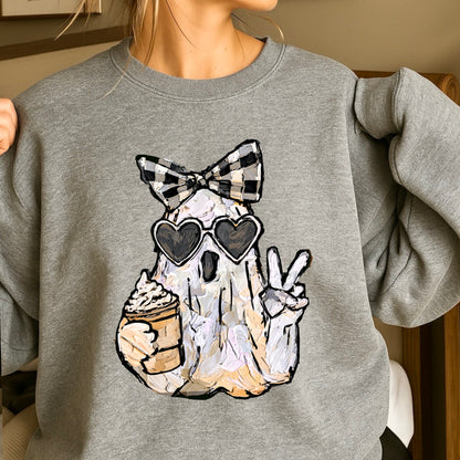 Preppy Ghost Halloween Crewneck Sweatshirt