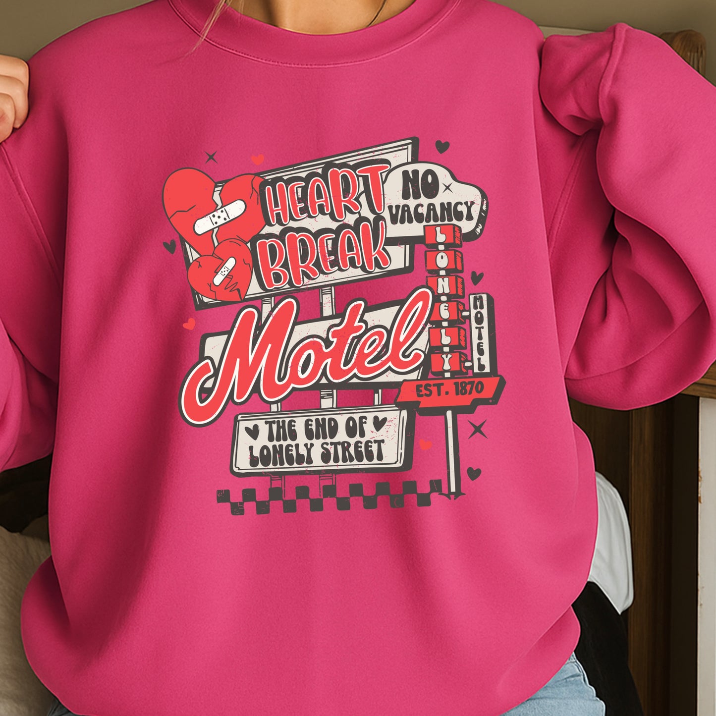 Heart Break Motel Valentine’s Day Crewneck Sweatshirt
