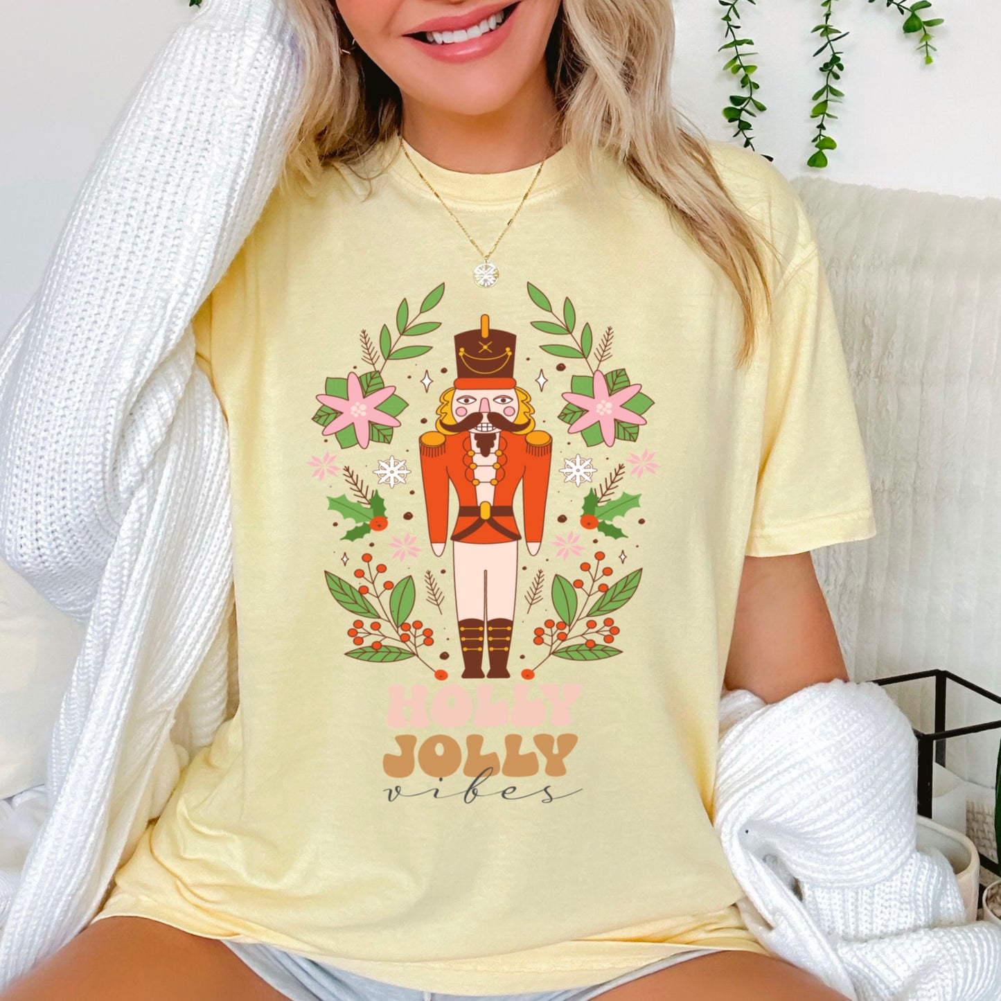 Holly Jolly Vibes Nutcracker Comfort Color Graphic Tee