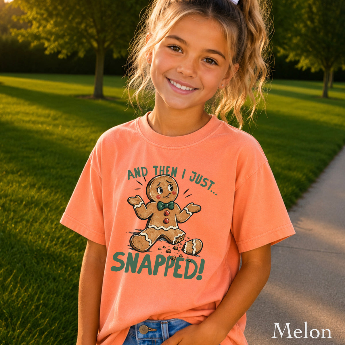 Gingerbread And Then I Just Snapped Christmas Youth Comfort Color T-Shirt