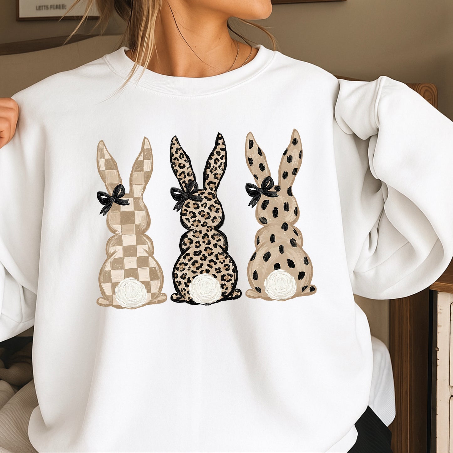 Ester Rabbits Trio Easter Crewneck Sweatshirt