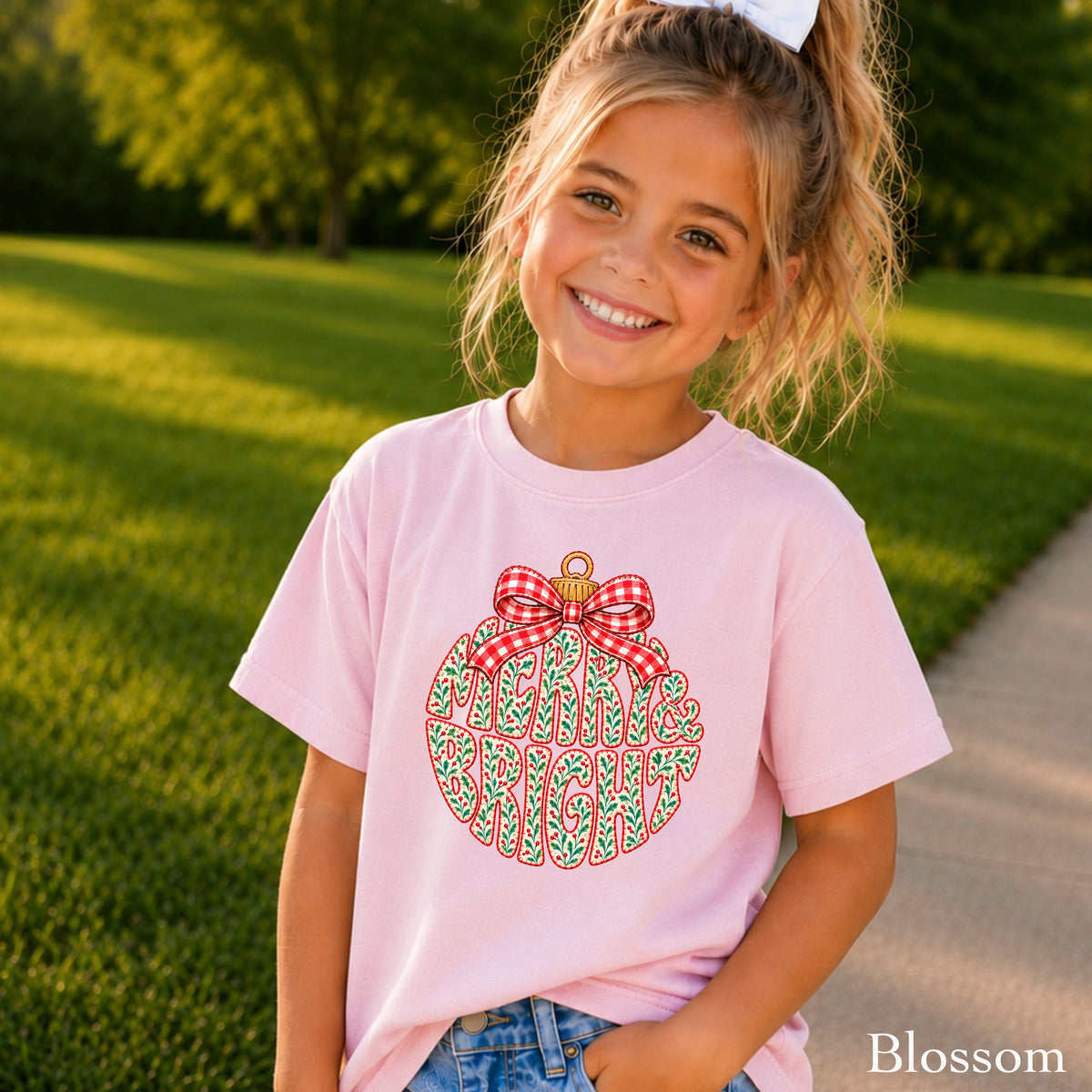 Merry & Bright Christmas Youth Comfort Color T-Shirt