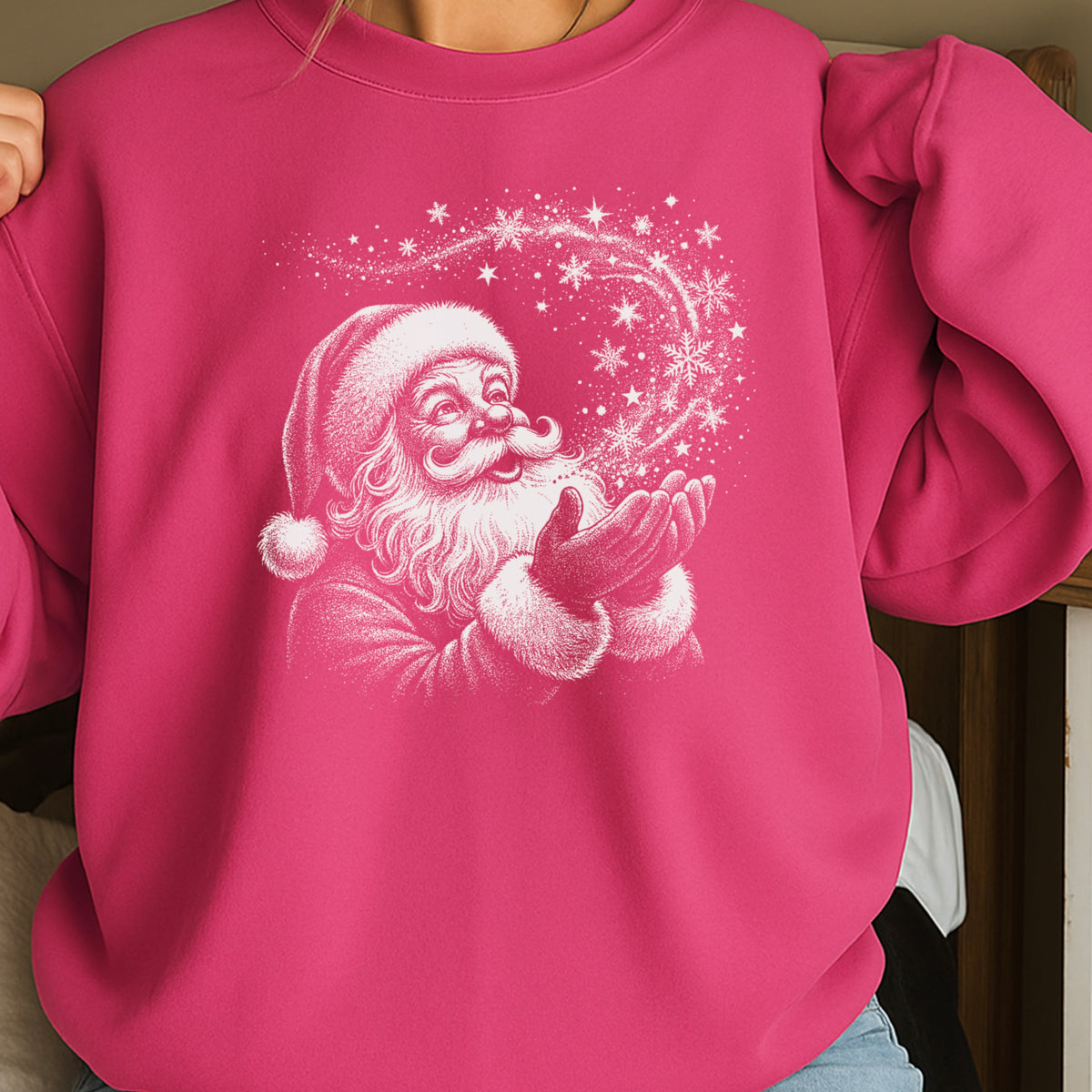 Santa Snowflakes Christmas Crewneck Sweatshirt