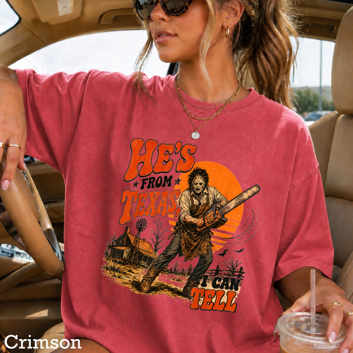 He’s From Texas Halloween Comfort Color Graphic Tee
