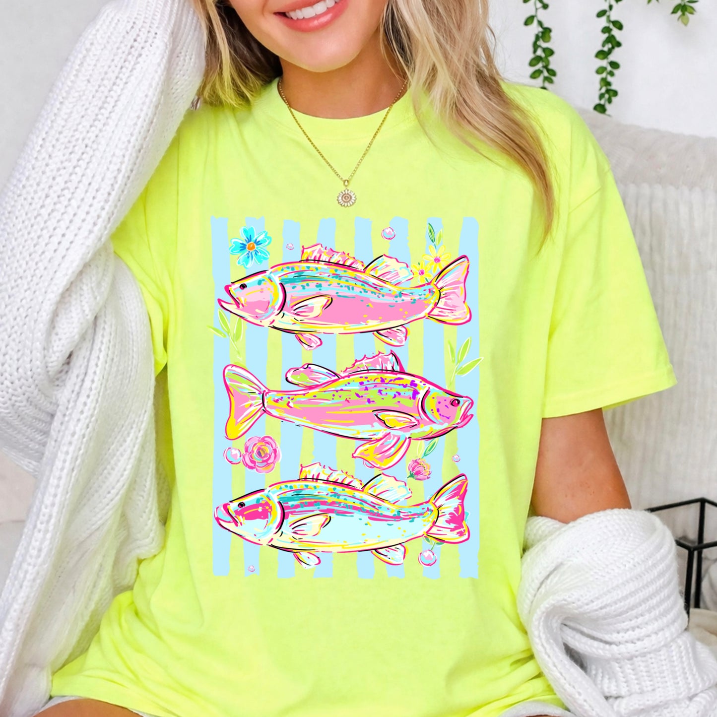 Fish Trio Comfort Color Graphic Tee