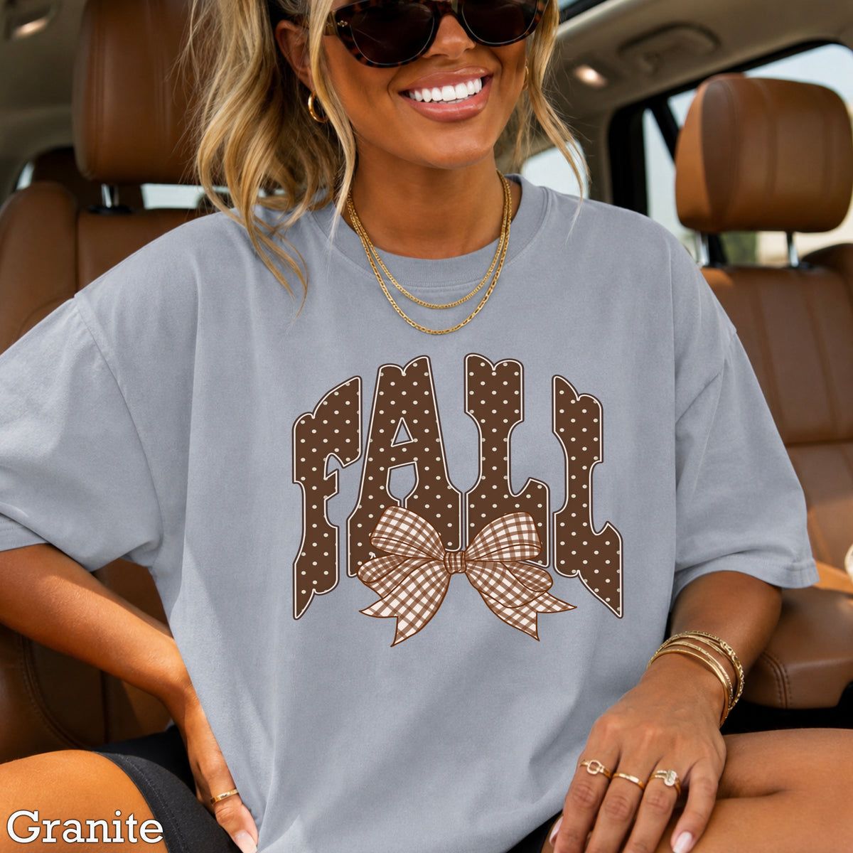 Fall Gingham Comfort Color Graphic Tee