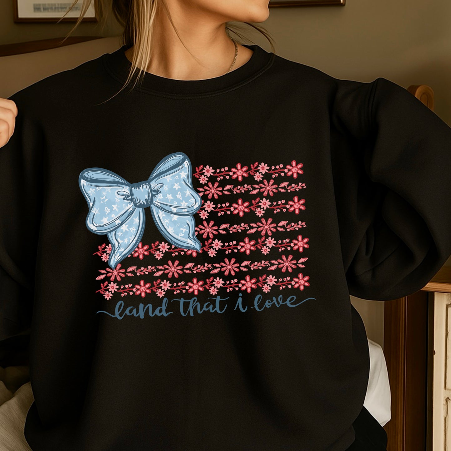 Land Of The Free Patriotic Crewneck Sweatshirt