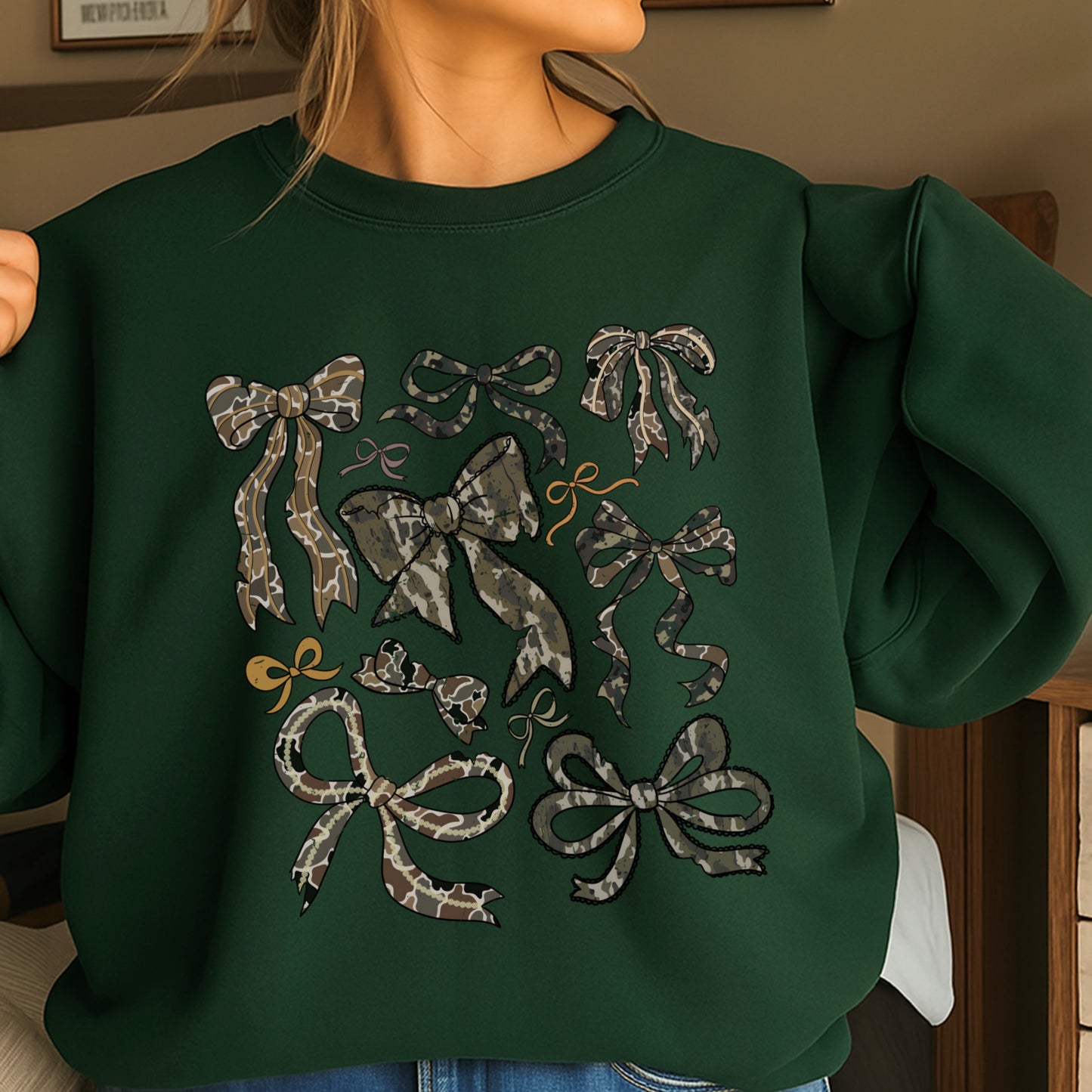 Camo Bows Crewneck Sweatshirt