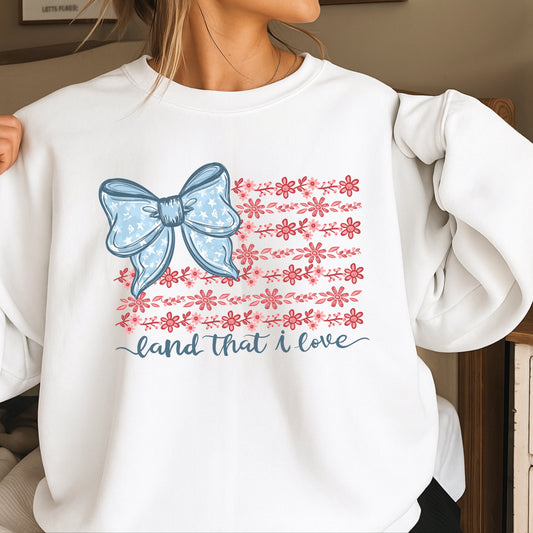 Land Of The Free Patriotic Crewneck Sweatshirt