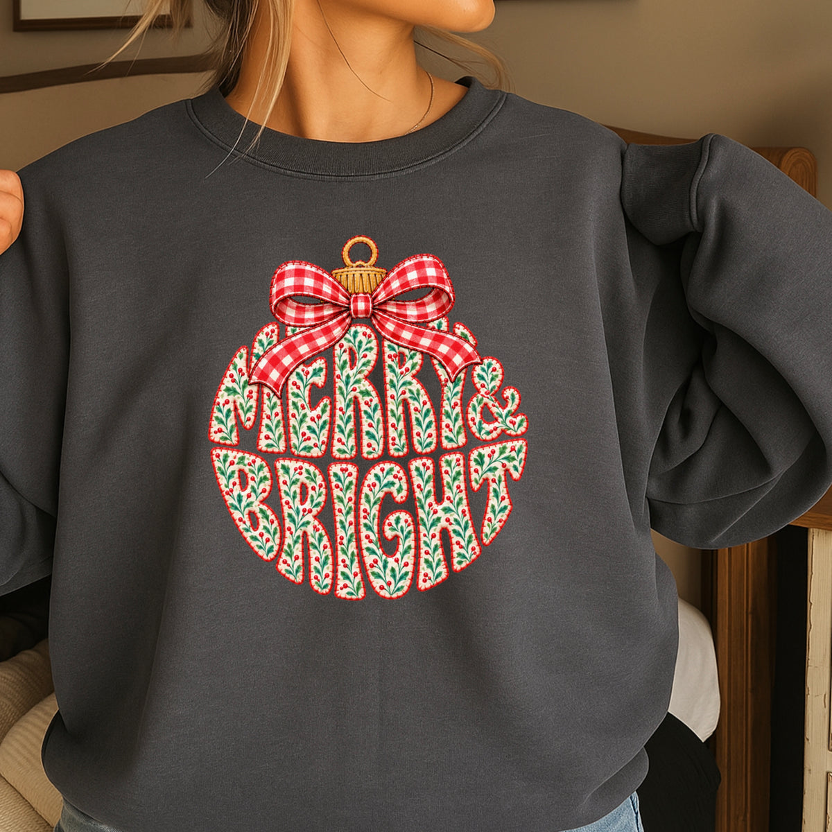 Merry & Bright Christmas Crewneck Sweatshirt