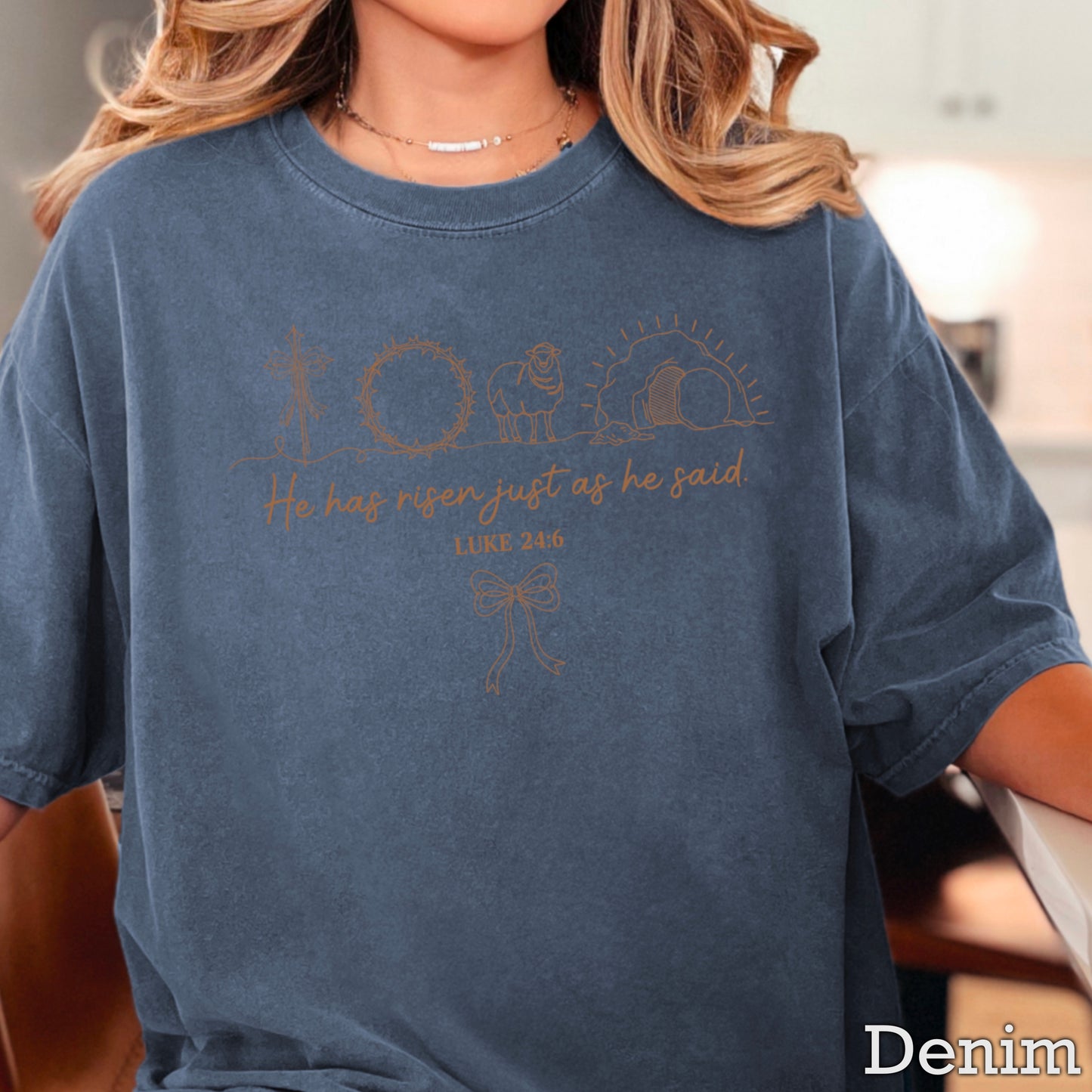 He Is Risen Easter Comfort Color Graphic Tee