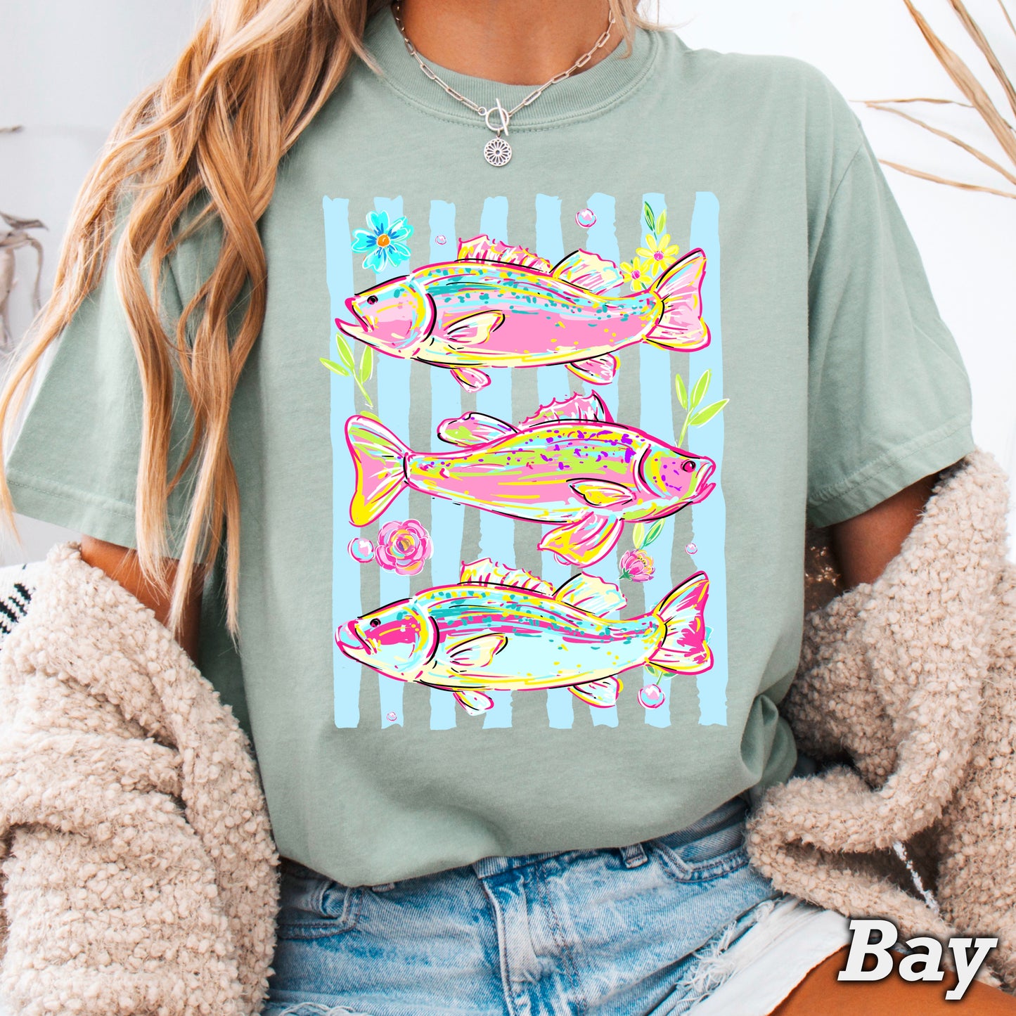 Fish Trio Comfort Color Graphic Tee