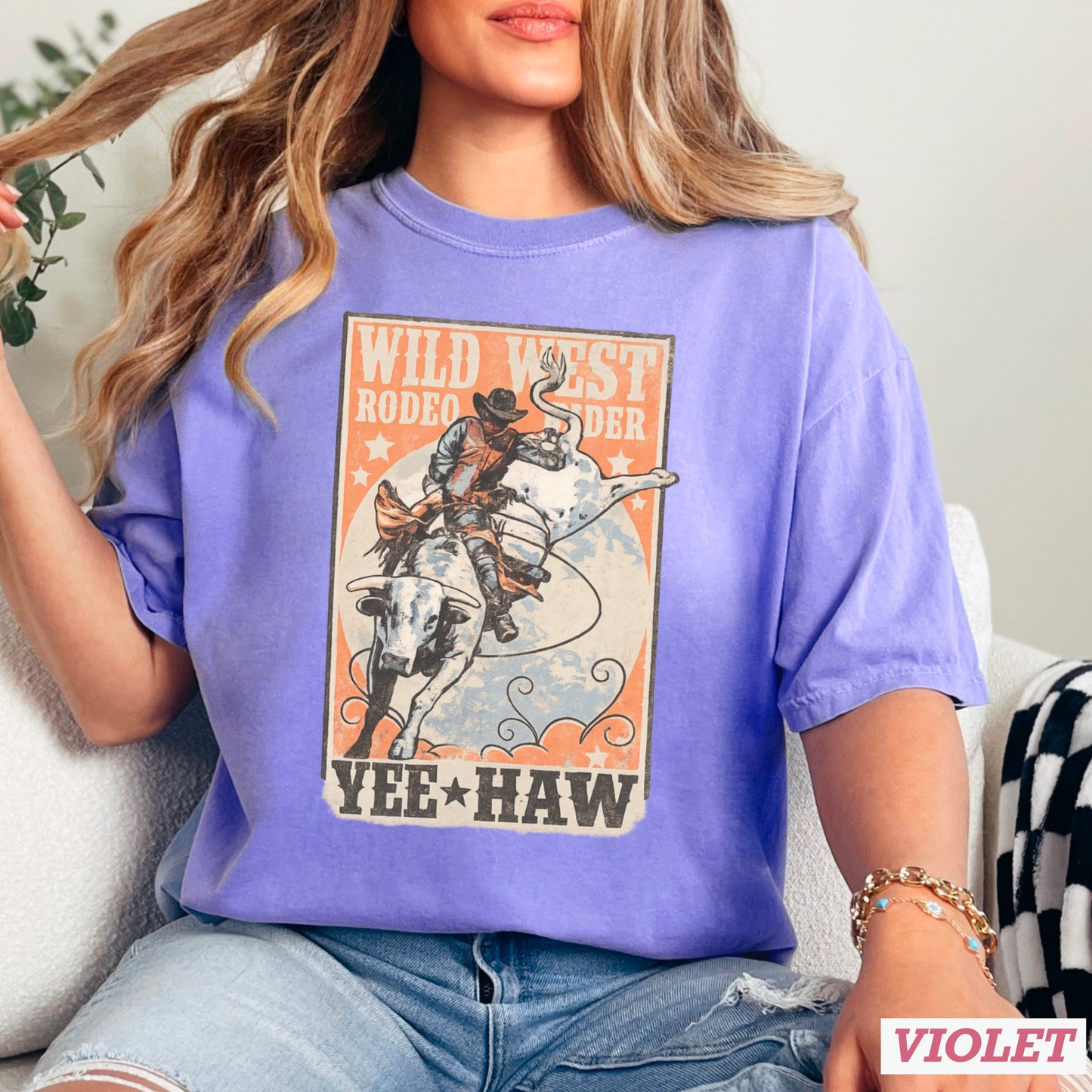 Wild West Rodeo Rider Comfort Color Graphic Tee