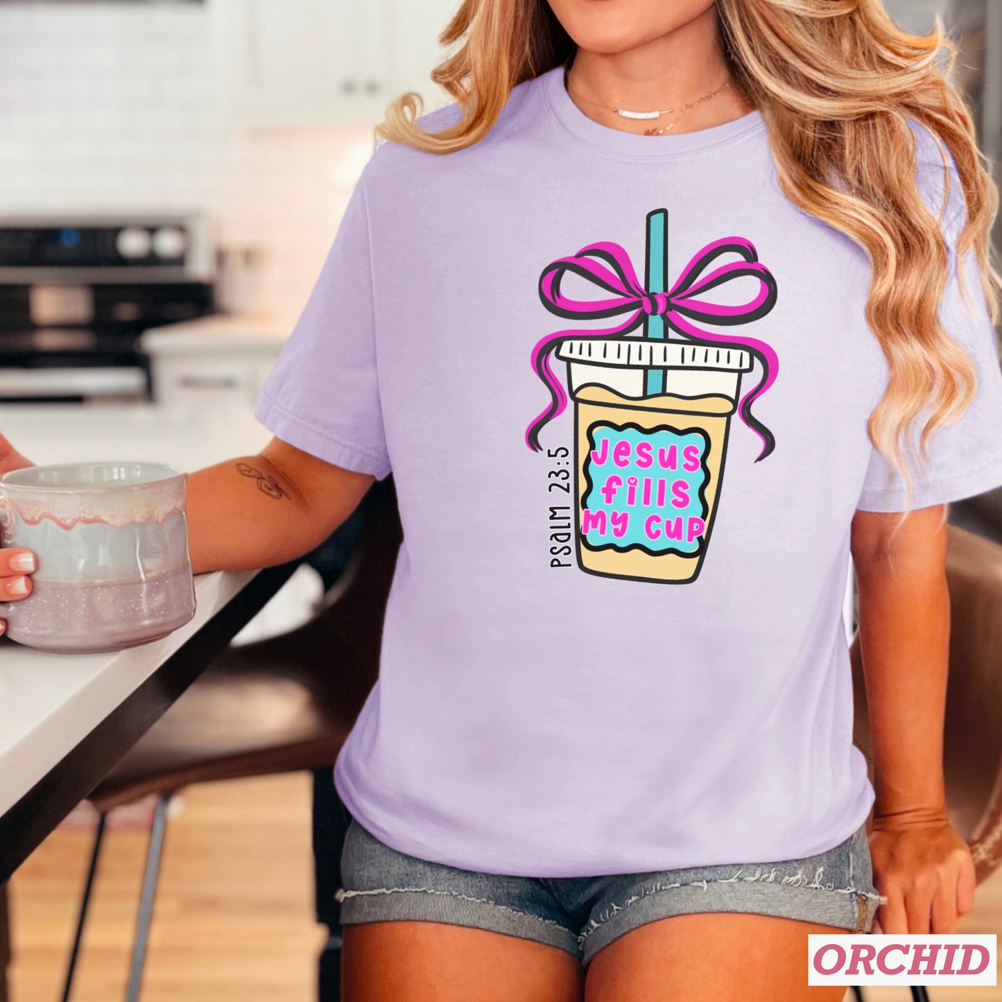 Jesus Fills Up My Cup Christian Comfort Color Graphic Tee