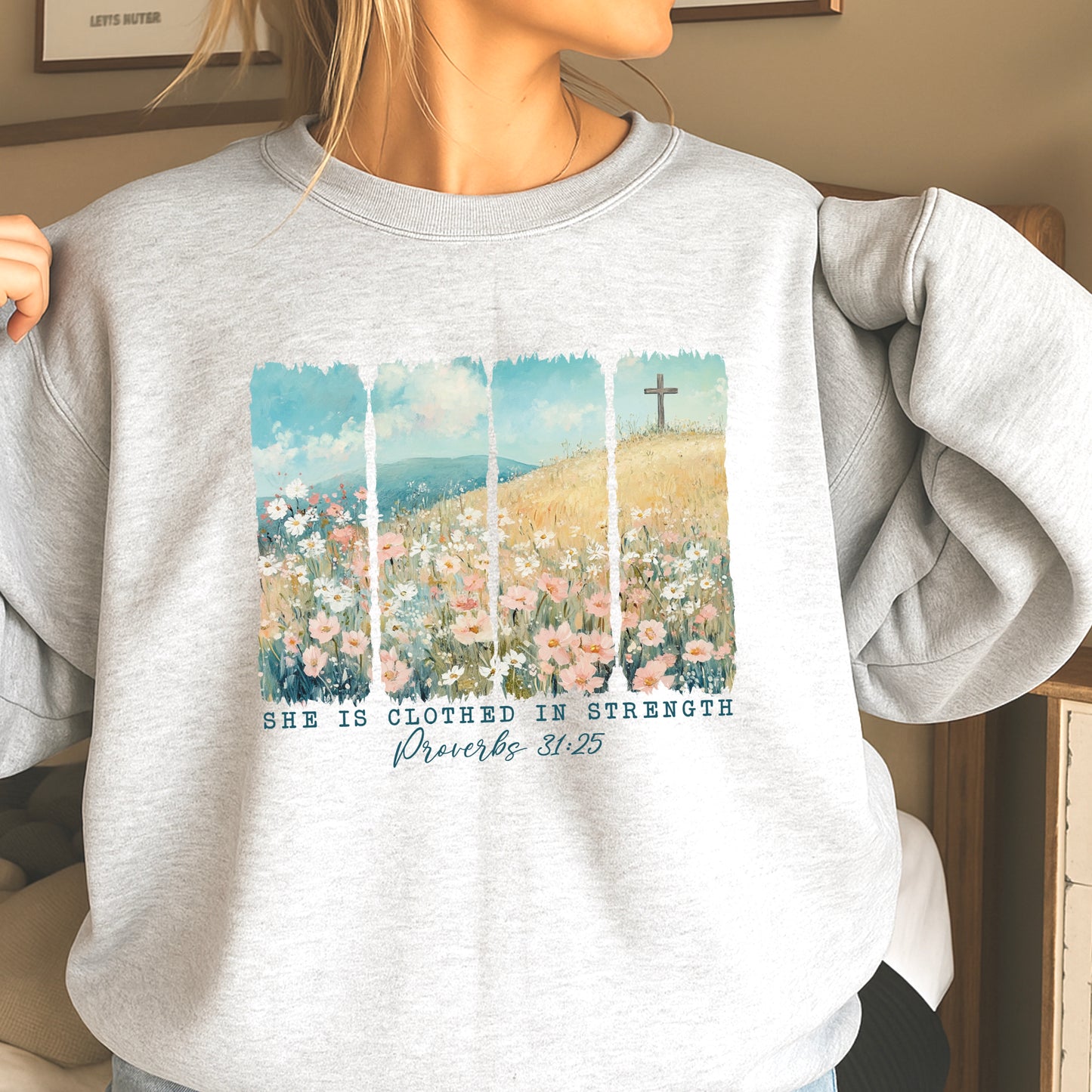 She Is Clothed Christian Crewneck Sweatshirt