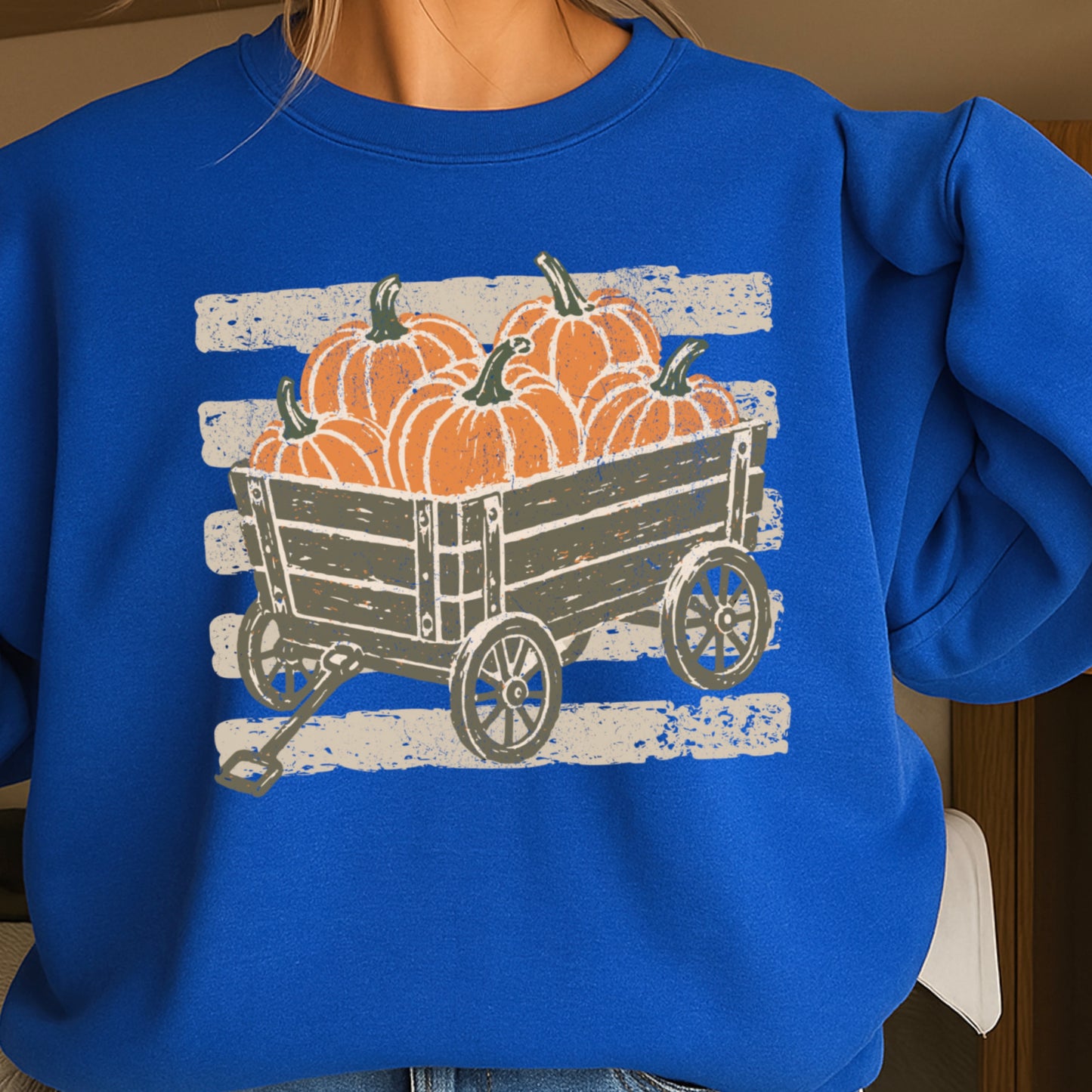 Pumpkin Wagon Fall Crewneck Sweatshirt