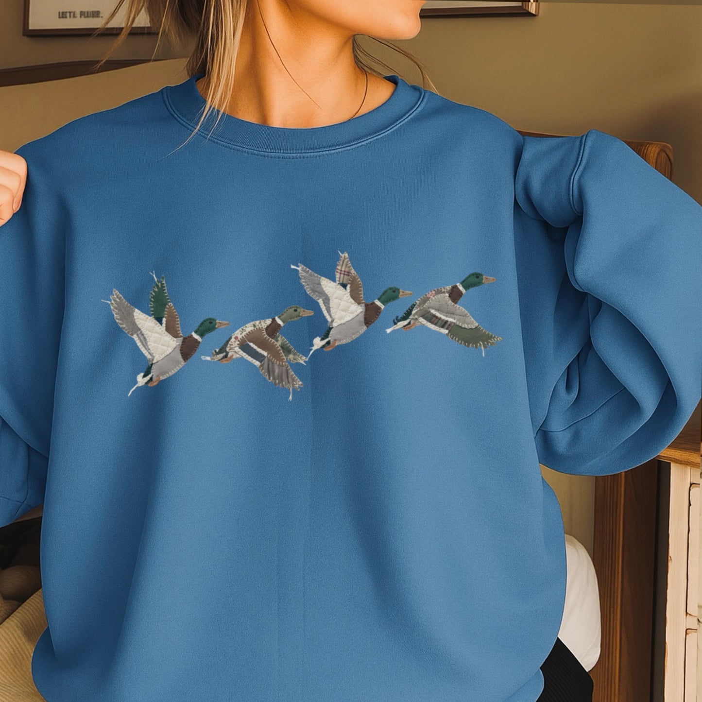 Patchwork Mallard Ducks Crewneck Sweatshirt