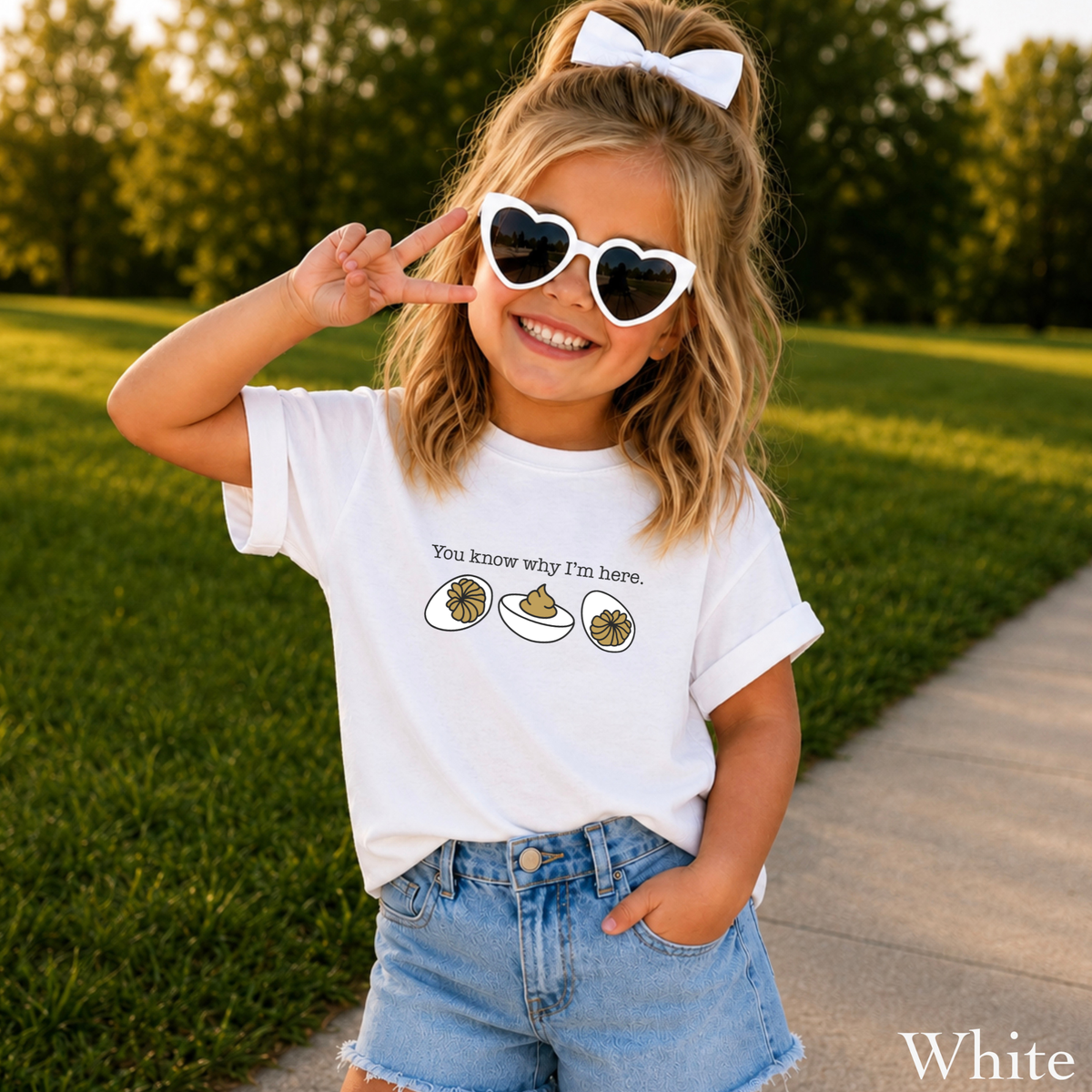 Deviled Eggs You Know Why I'm Here Youth Comfort Color T-Shirt