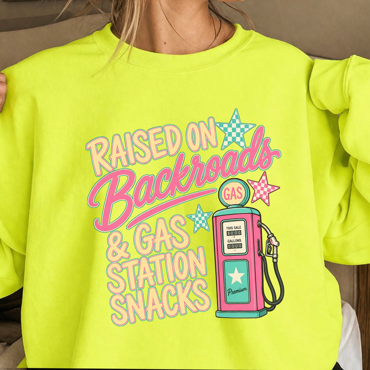 Raised On Backroads & Gas Station Snacks Crewneck Sweatshirt